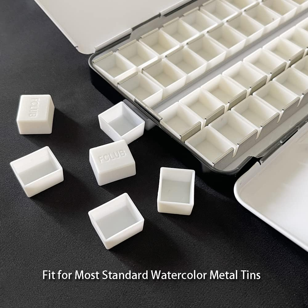 100Pcs White Plastic Watercolor Half Pans &ndash; 2Ml Empty Paint Pans for Handmade Watercolors, Solid Paint Refills, DIY Travel Art Palettes image number 2