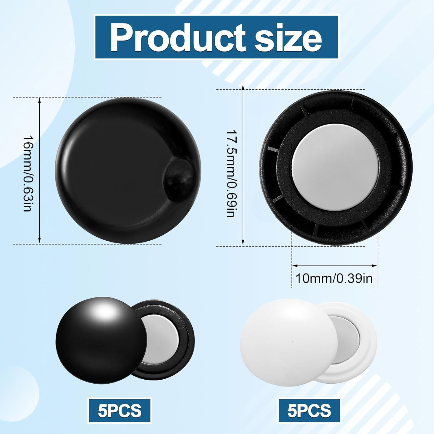 XIHIRCD 10 Pairs Magnetic Race Bib Clips, Marathon Race Number Holder Running Bib Buckles Fixing System Magnets Racing Bib Fixing Clips Running Gear for Field Triathlon Run Cycling (White, Black) image number 1