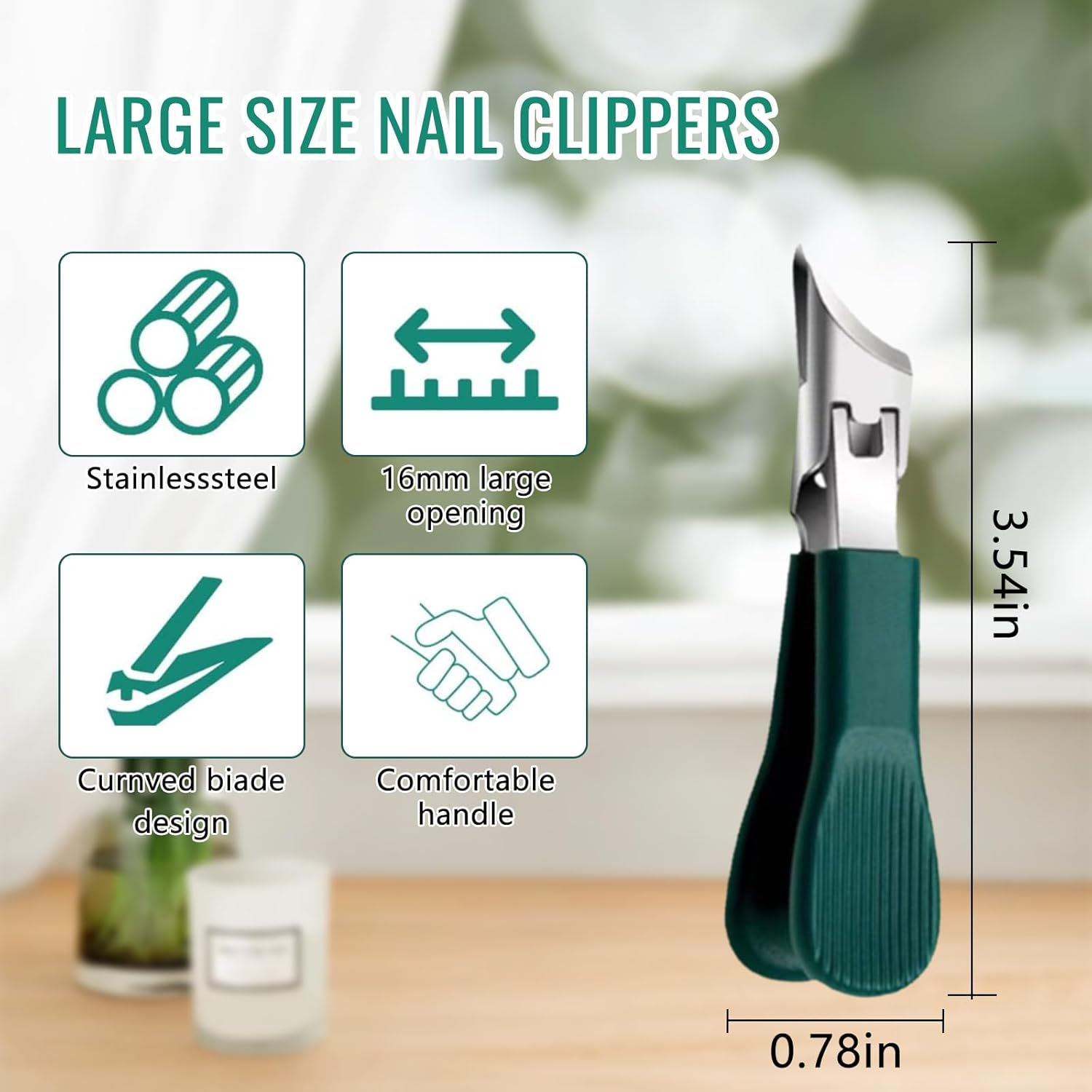 GEDEUBAN Eagle Beak Angled Nail Clippers 3-Piece Set, Green Eagle Beak Anti-Splash Slanted Nail Clipper, Corta U&ntilde;as Para U&ntilde;as Enterradas image number 4