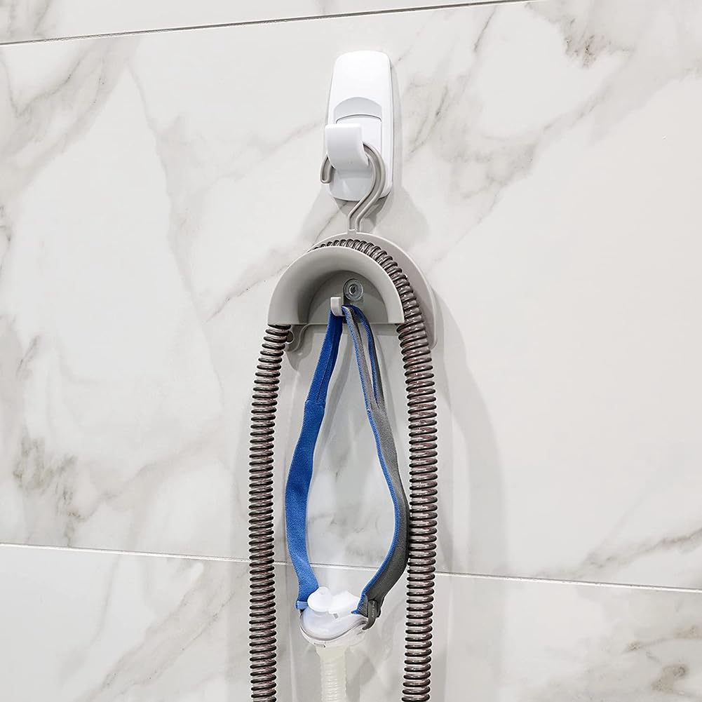 CPAP Hose Holder with Hook Hanger and Suction Cup White Plastic for Drying after Cleaning Sleep and Breathing Machine Parts