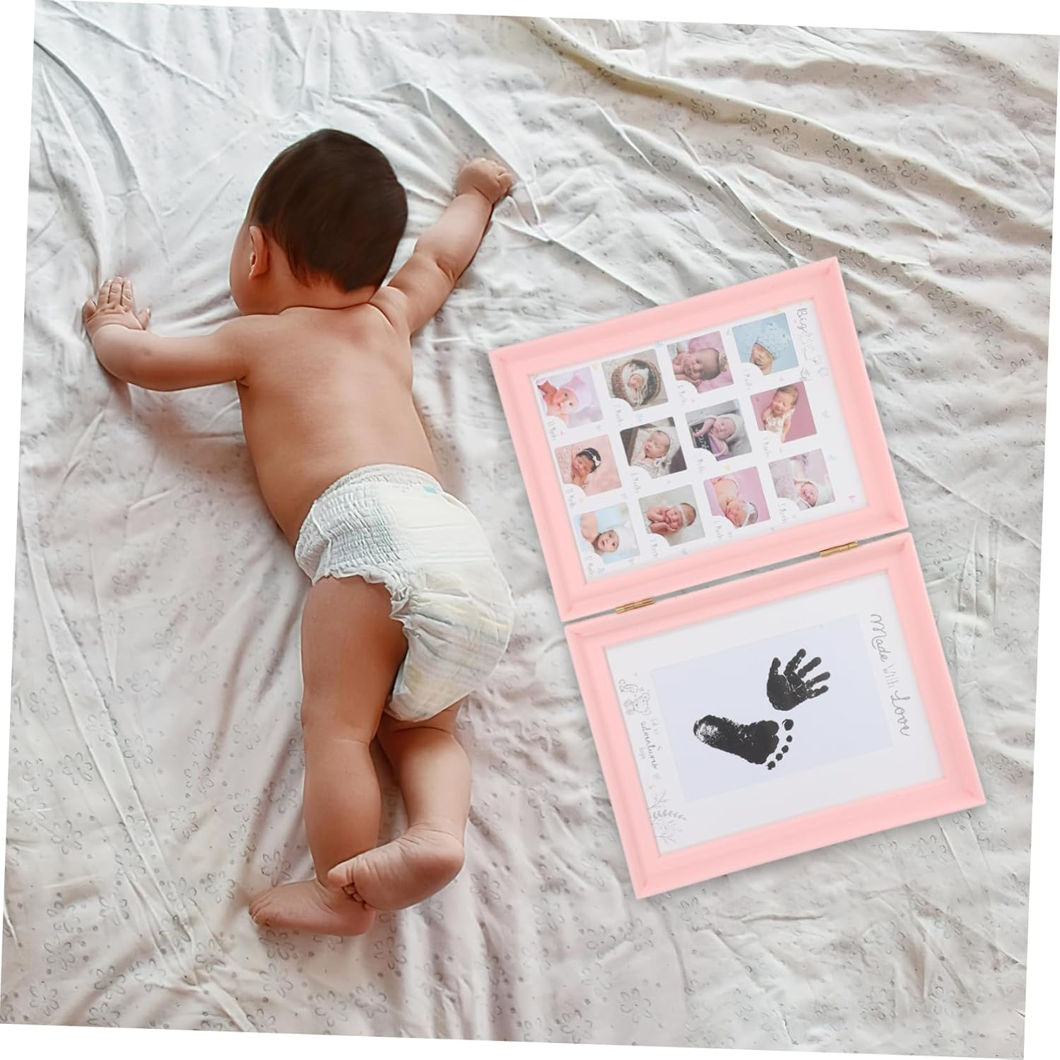 Newborn Growth Photo Frame Handprint and Footprint Kit Meaningful Keepsake for for Nursery Decor Showers and Special Occasions image number 1