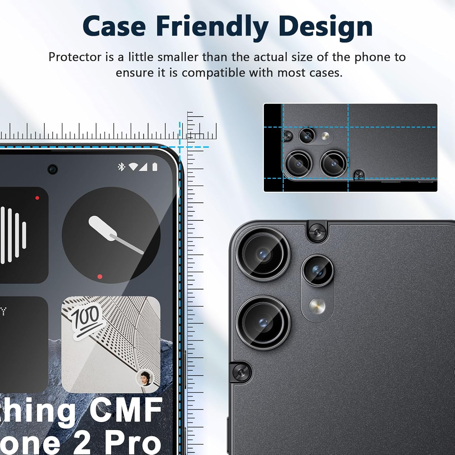 Xunzii Screen Protector for Nothing CMF Phone 2 Pro for Tempered Glass with Camera Protection [2+2 Pieces], 0.33 Mm Ultra Clear Film, 9H Hardness Screen Protector, Anti-Scratch Protective Glass image number 6