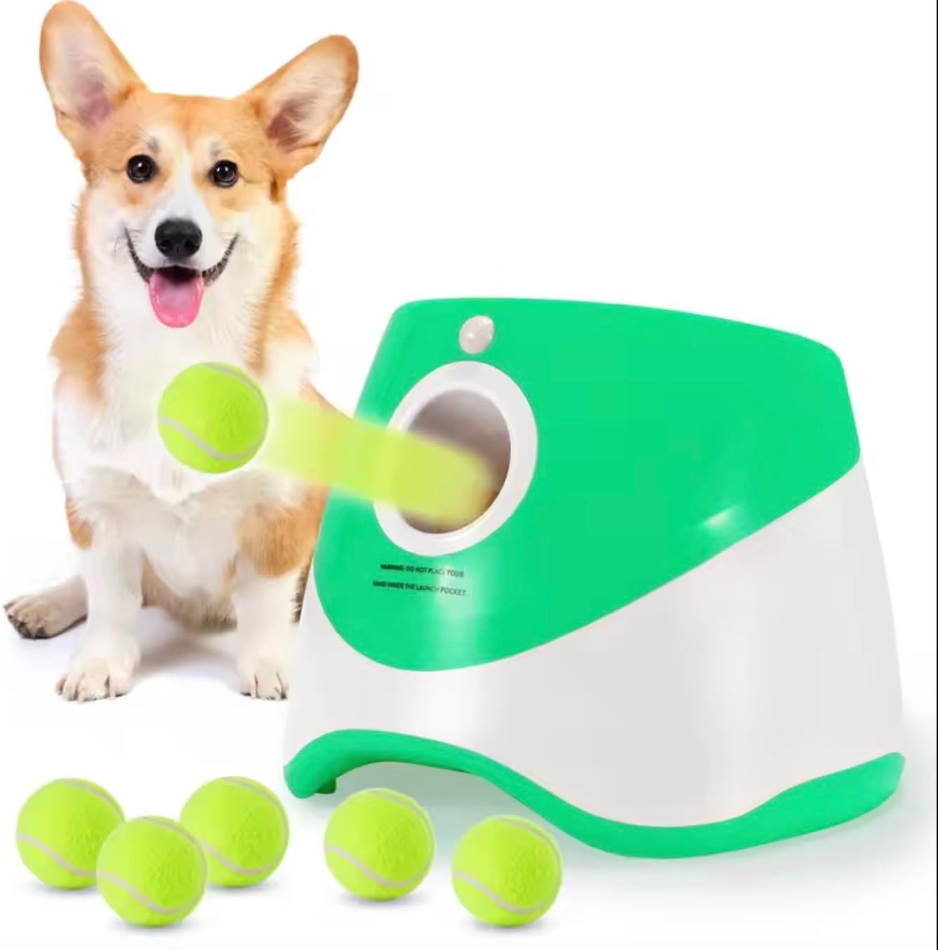 Auto Fetch Toy for Dogs | Rechargeable Battery - Upto 30Ft Launch Distance & Motion Senser | Green Color Interactive Ball Fetch Throw Machine with 6 Tennis Balls image number 6