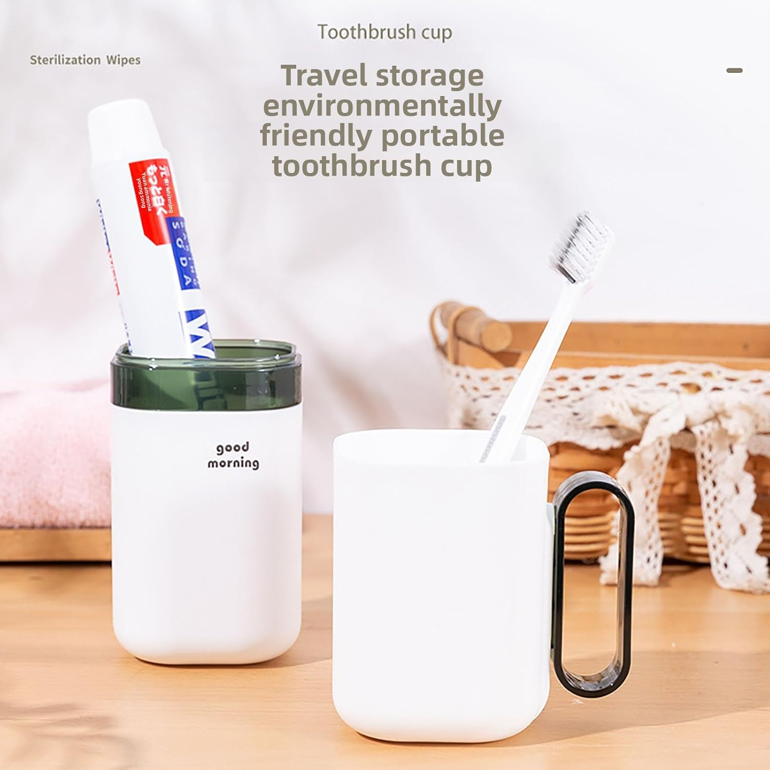 YAKESD 4 Pcs Travel Toothbrush Case Holder with Rinse Cup and Handle, Portable Toothbrush Travel Case (Green+Blue+Purple+Grey), Ideal Toothbrush Holder and Rinse Cup Set image number 6