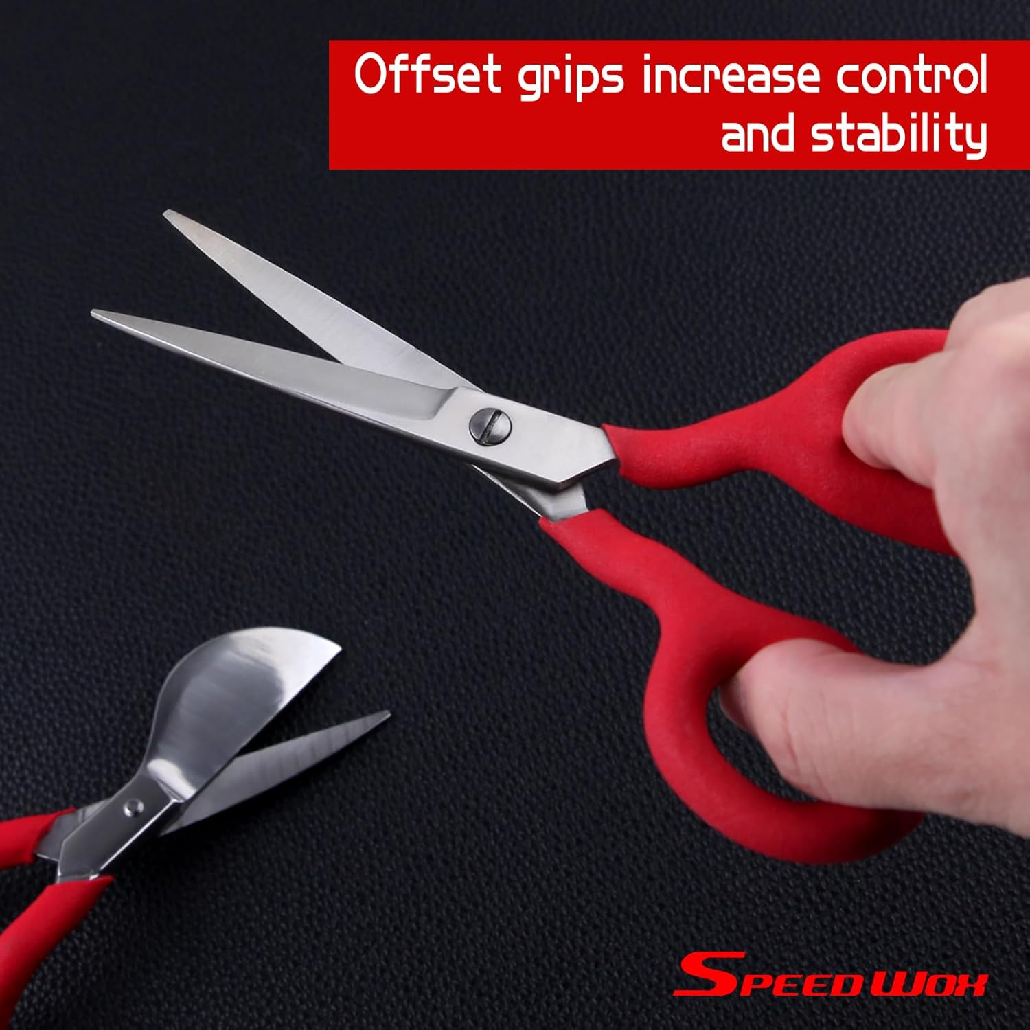 SPEEDWOX Scissors 7" 2 Pack Stainless Steel Duckbill Applique and Machine Embroidery Double Curved Carpet Pile Offset Handle Scissors image number 4