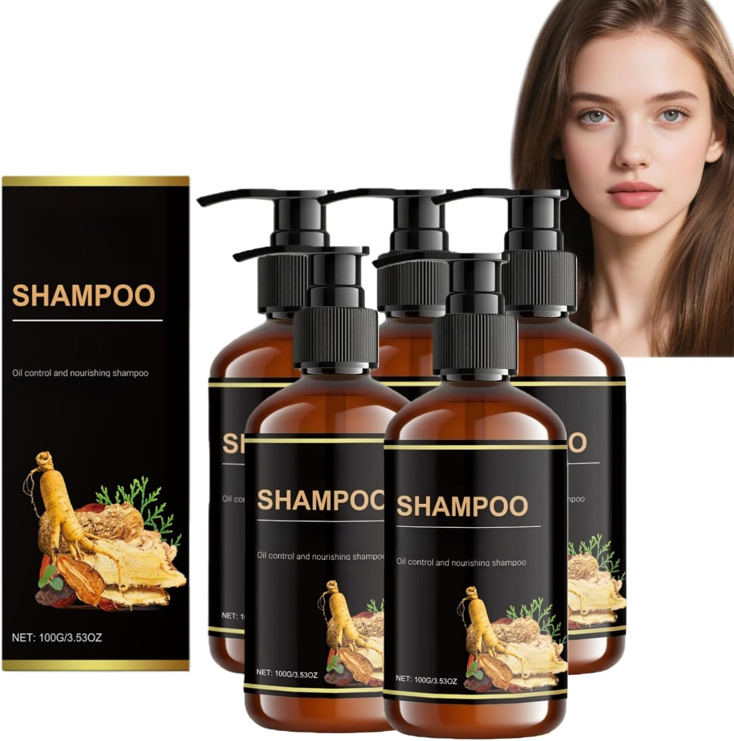 Oil Controlling & Nourishing Rosemary Shampoo with Ginseng Extracts, Sulfate Free for Dry/Oily/Curly Hair, Nourishing & Strengthening Shampoo for Women & Men, Color Safe for Daily Use (1)