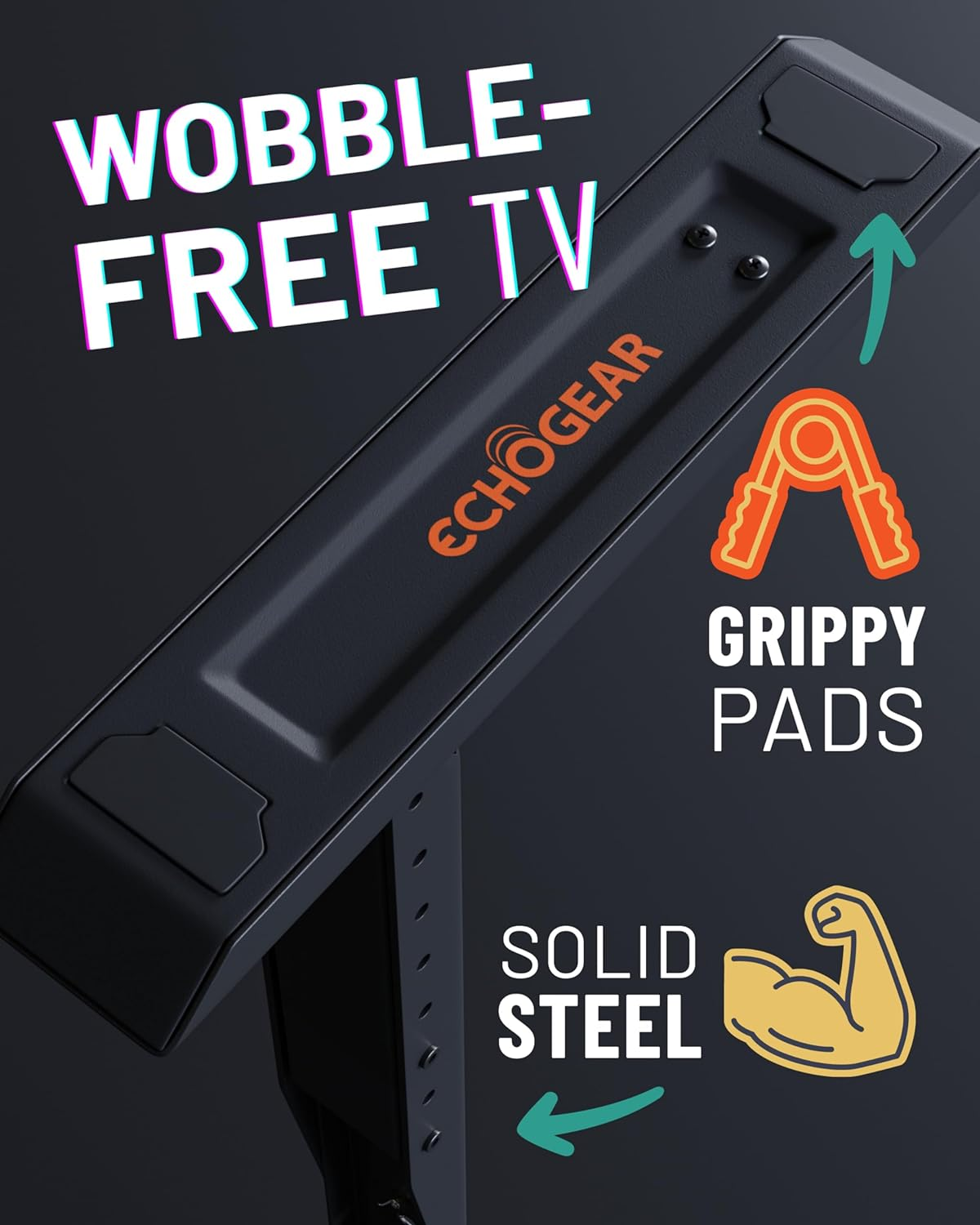 ECHOGEAR Universal Large TV Stand - Height Adjustable Base for Tvs up to 77" - Wobble-Free Replacement Stand Works W/Any TV Including Vizio, TCL, Samsung & More - Flat Design Compatible W/Soundbars image number 3