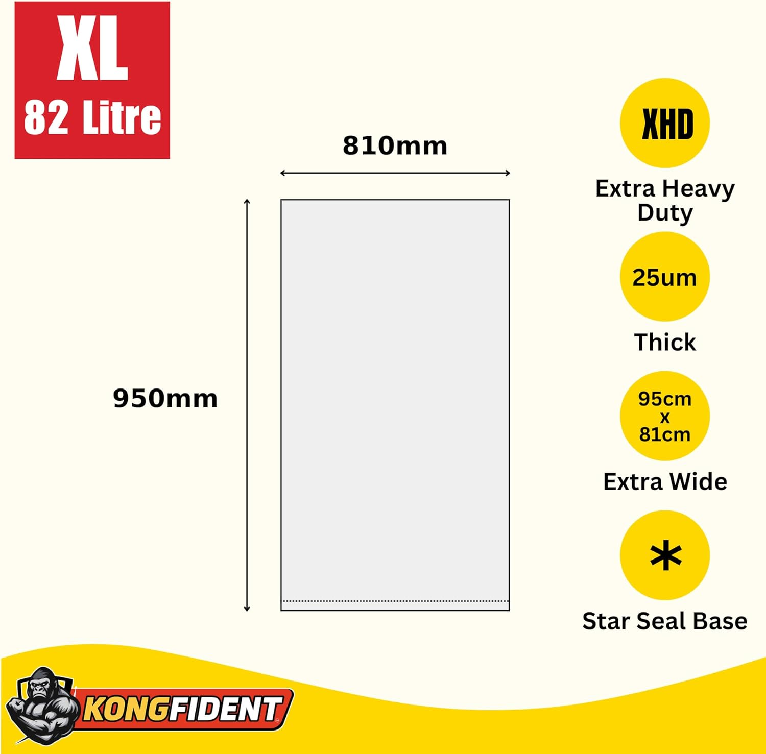 82L Extra Heavy Duty Garbage Bags, 100 Bags Value Pack, Extra Strong Multipurpose Rubbish Bags, XL Size Fits 82L Trash Bin image number 6