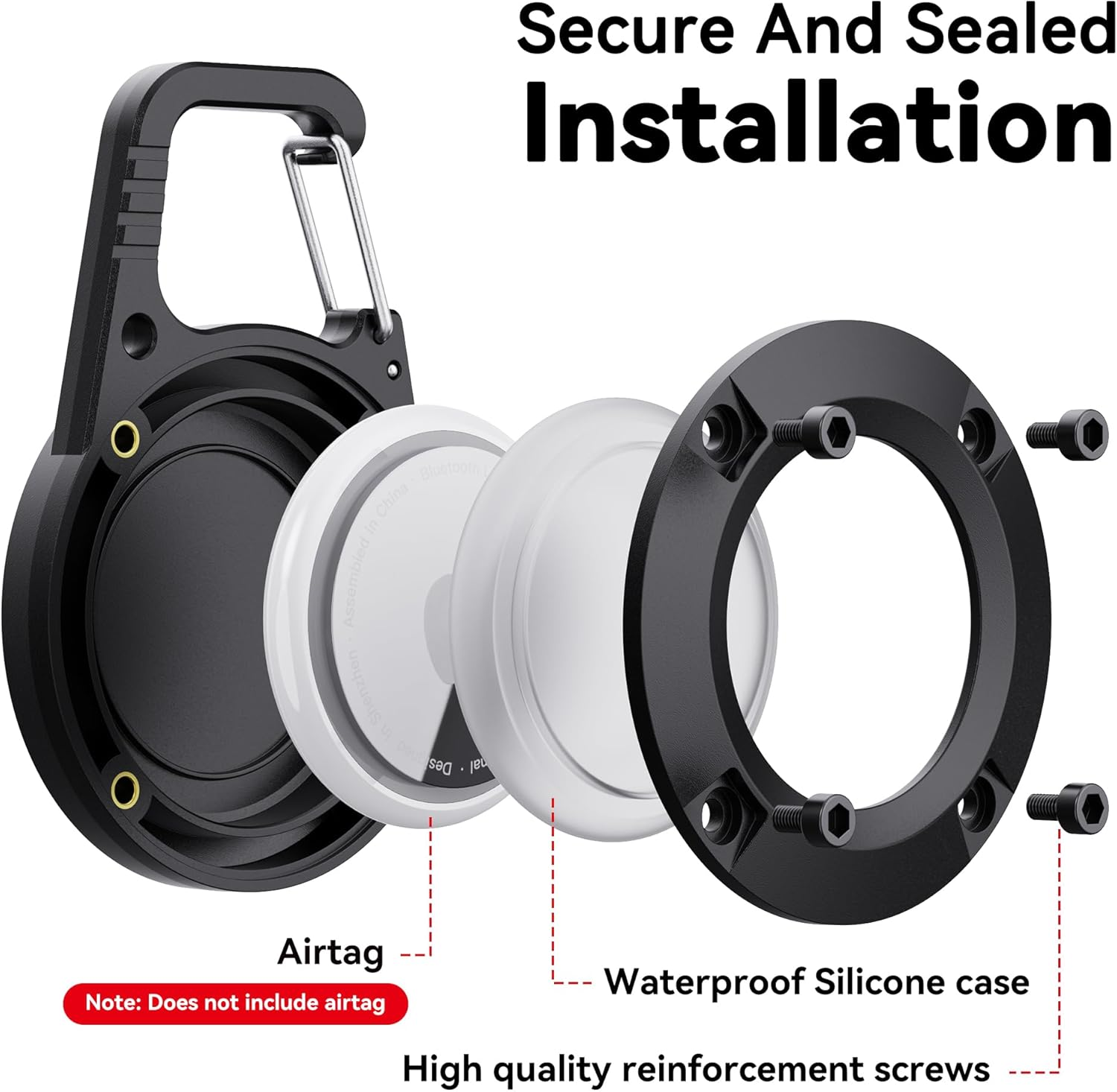 For Airtag Holder 2 Pack,Waterproof Apple Airtag Keyring with Carabiner,Airtag Case for Luggage,Keys,Backpack,Car,Bags,Kids,Dog Collar,Keychain image number 3