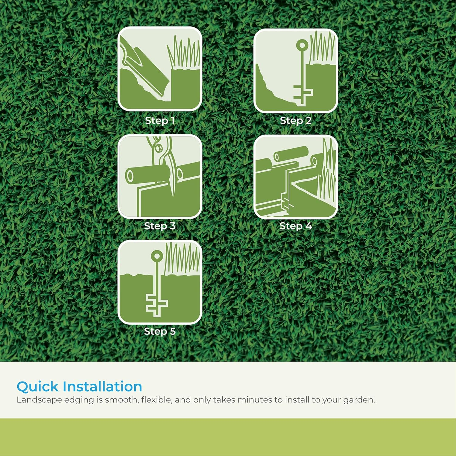 Suncast Plastic Landscape Edging Roll with Double Ridge Design, Flexible 5X20-Foot Coil for Gardens, Flower Beds, and Pathways, Black image number 4