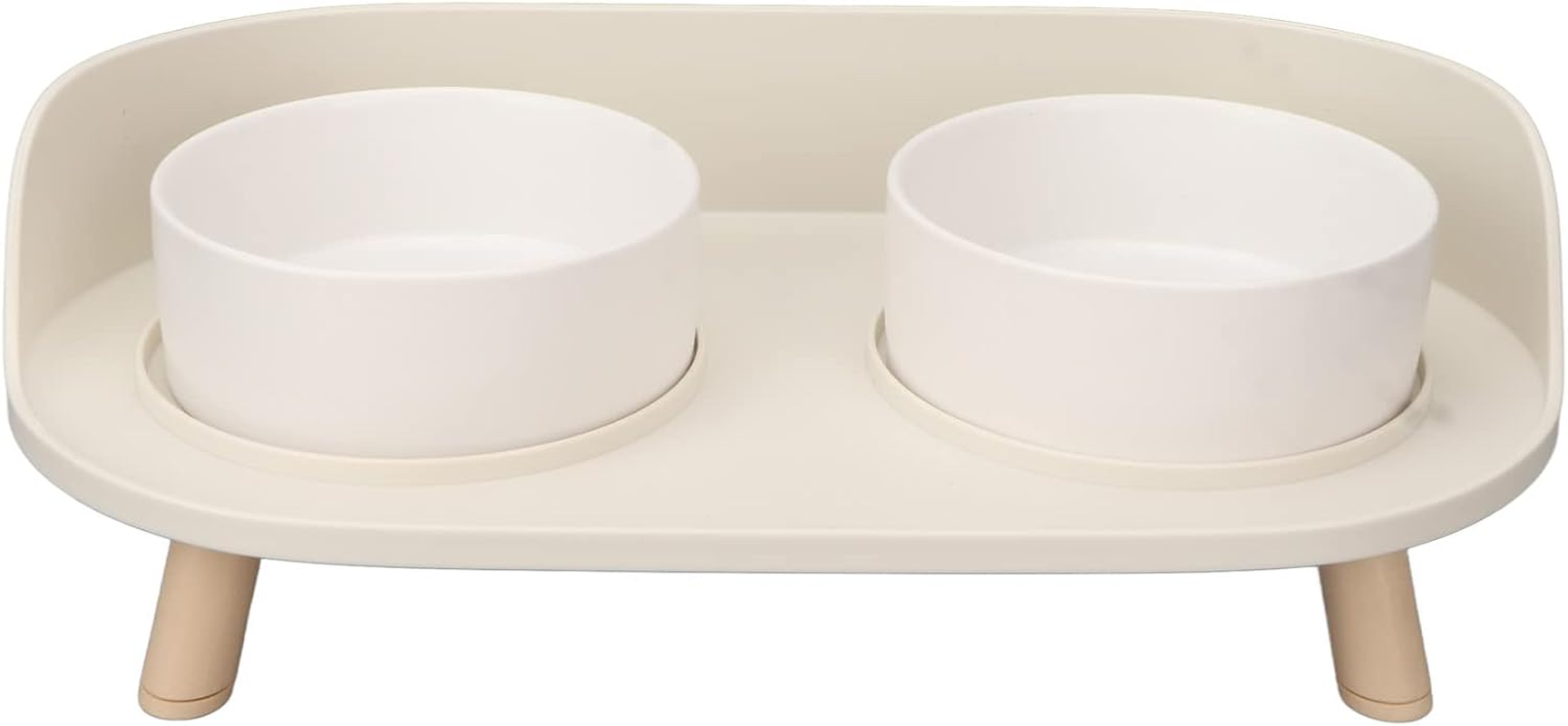 Raised Puppy Dishes for Food and Water, Ceramics Cat Raised Bowls Prevent Spill Cervical Spine Protection Double Food Water Elevated Bowls for Cat Supplies White(Green)
