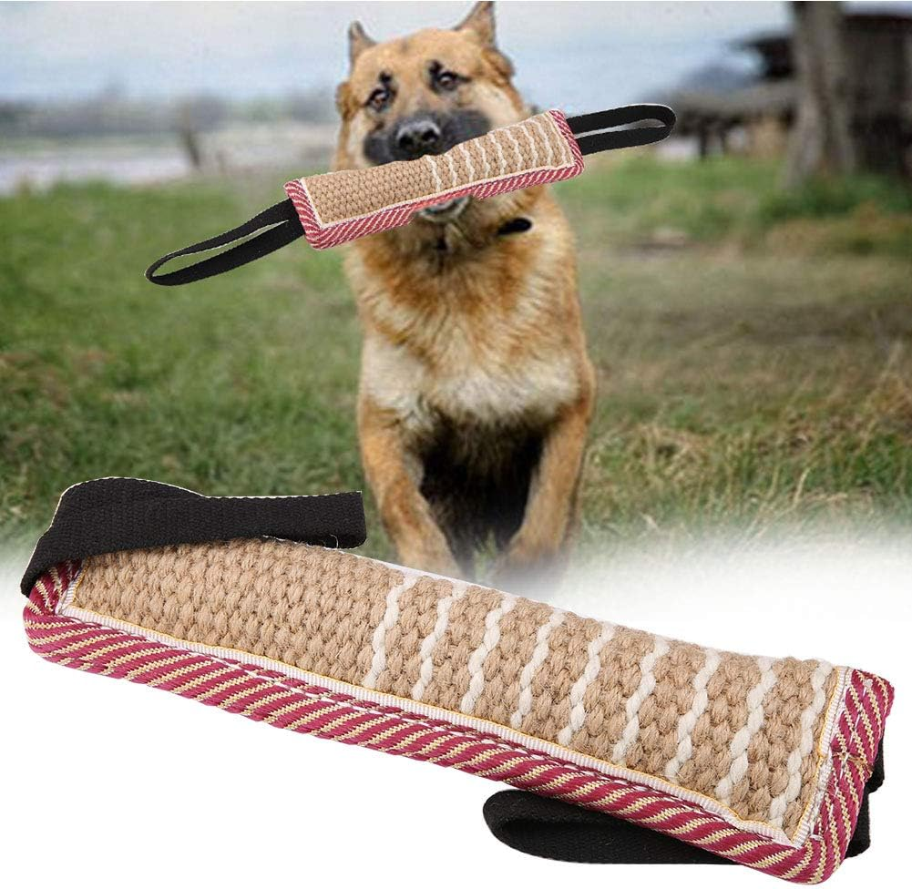 Durable Cotton Linen Pet Dog Tear Bite Training Rod Tug with Dual Handles Use It to Start Training Your Dog for Prey Drive, Exercise Pet'S Biting Ability image number 2
