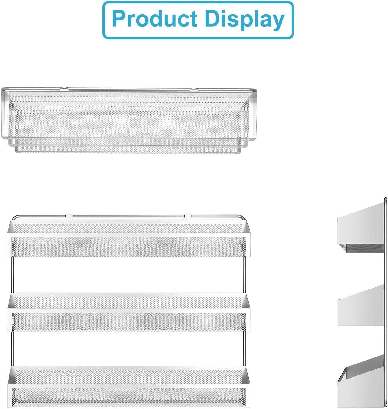 Spice Rack Wall Mounted with 2 Pack,3 Tier Spice Organizer Counter-Top Stand Wall Mounted Storage Rack Hanging Shelf for Kitchen Cabinet, Cupboard, Pantry Door, Bathroom image number 4