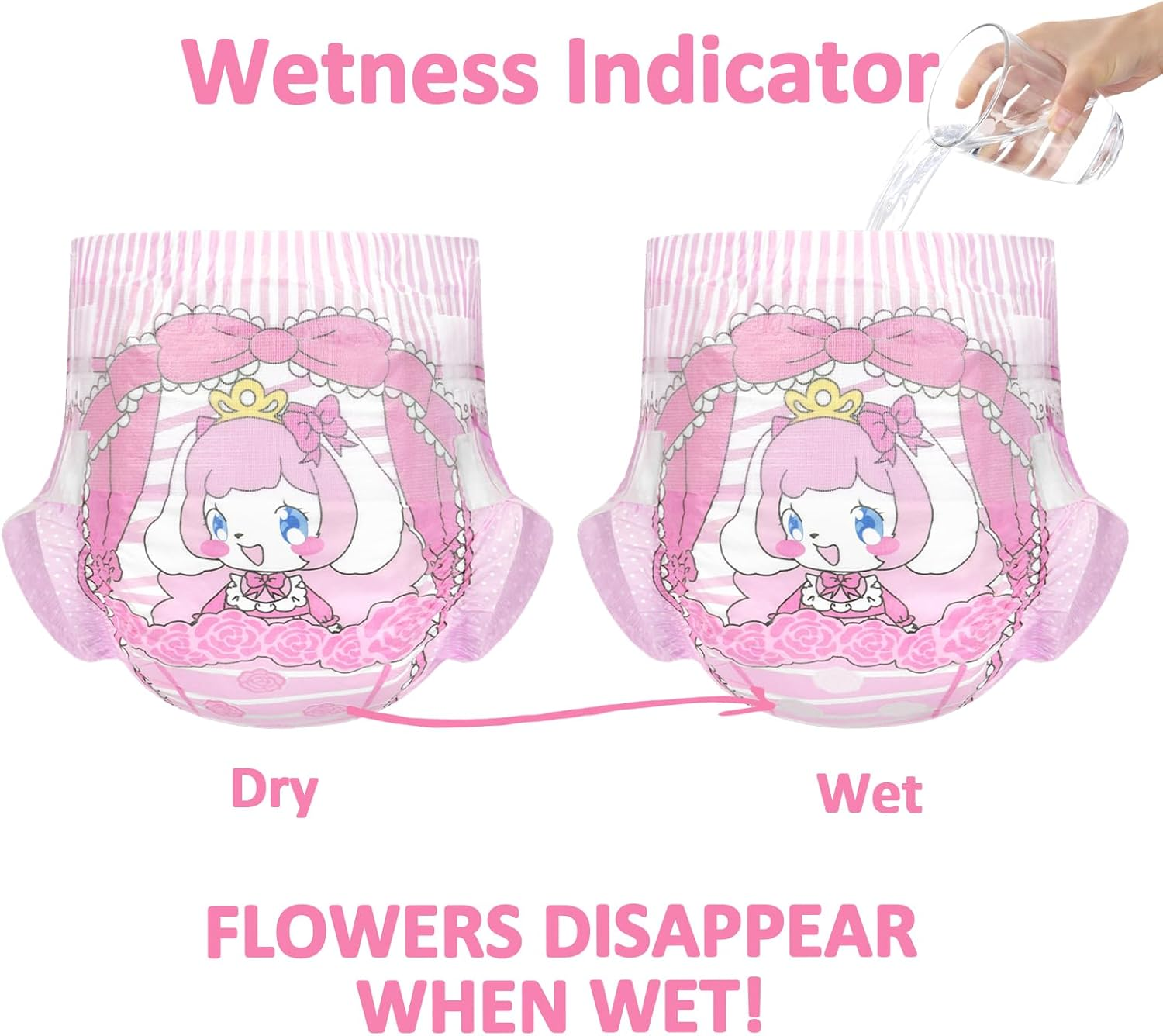 Littleforbig Adjustable Velcro Closure Adult Printed Cloth Back Diaper 10 Pieces - Little Beauty(M) image number 2