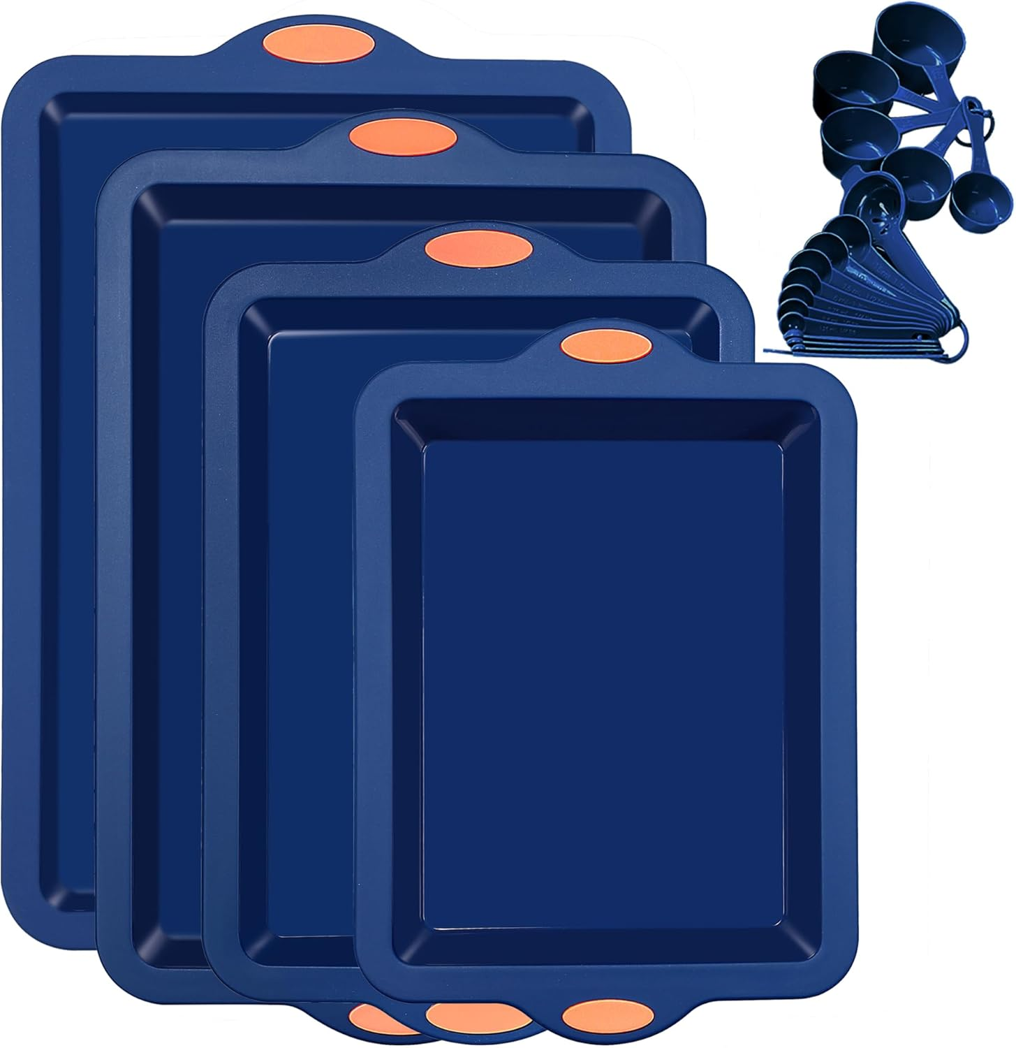 To Encounter Silicone Baking Pans Set, 4 Pieces Nonstick Bakeware Set with Baking Pans, Baking Sheets, Cookie Sheets, Cake Pan with Metal Reinforced Frame More Strength, Navy Blue image number 2