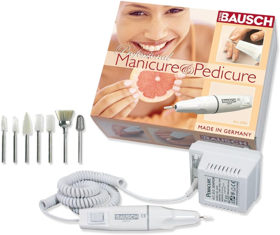 Bausch 0301 Electric Manicure and Pedicure Device, 7 Attachments for Grinding, Filing, Polishing Hand and Toenails, Remove Callus and Pressure Points, Nail Care, Foot Care for Home image number 4