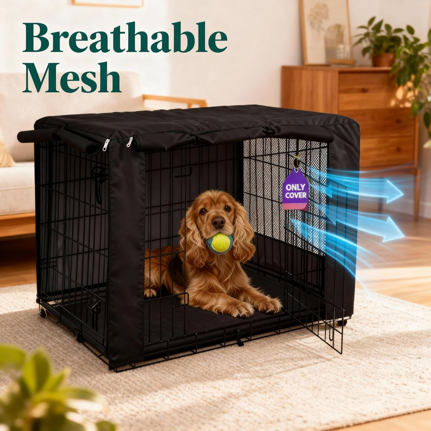 Hicaptain Folding Metal Dog Crate for 36 Inch Wire Pet Cage (Black) image number 6