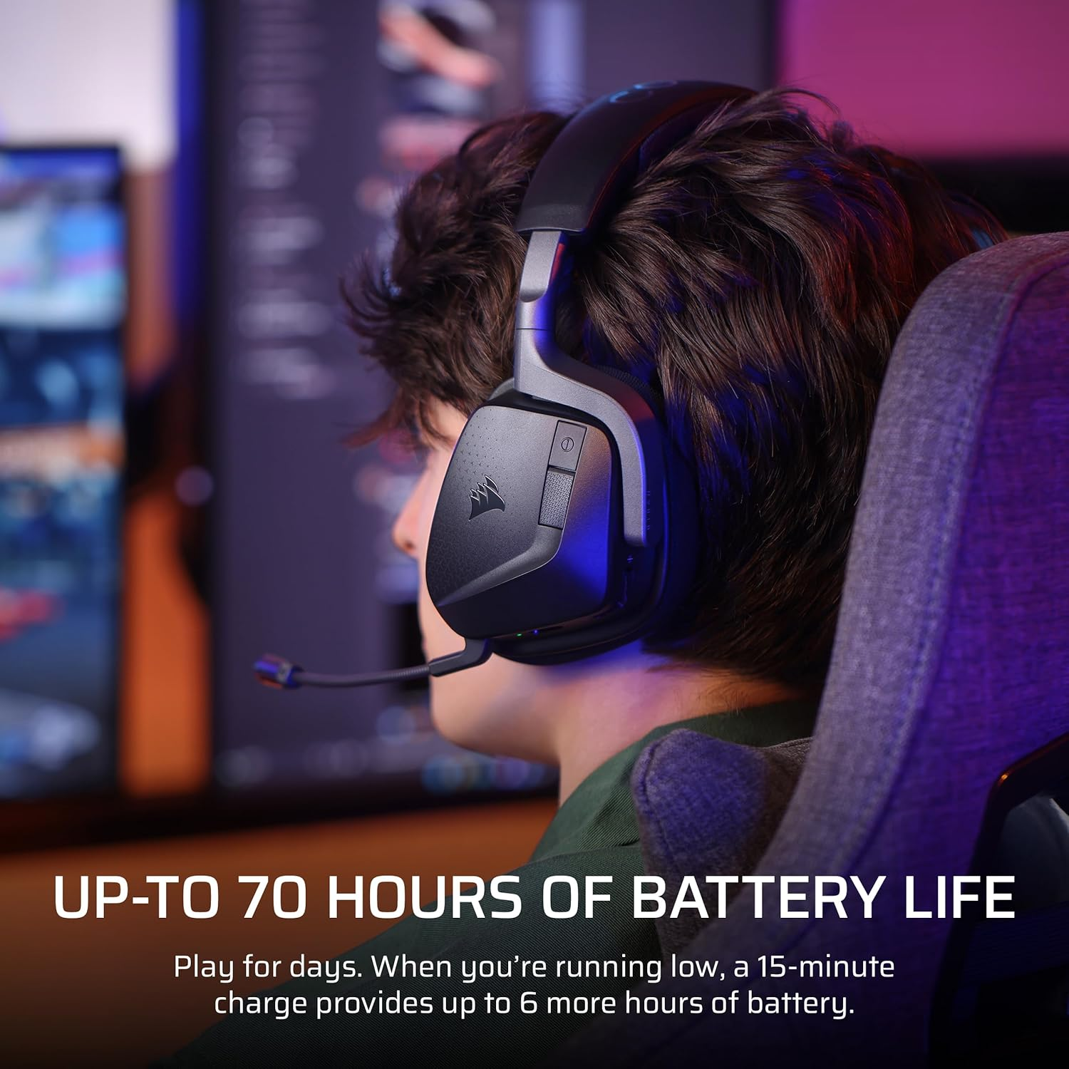 Corsair Void V2 Max Wireless Gaming Headset &ndash; Simultaneous Low-Latency, Dolby Atmos&reg; Spatial Audio, Dynamic Drivers, Sonarworks Soundid, Long-Lasting Battery, RGB &ndash; Black