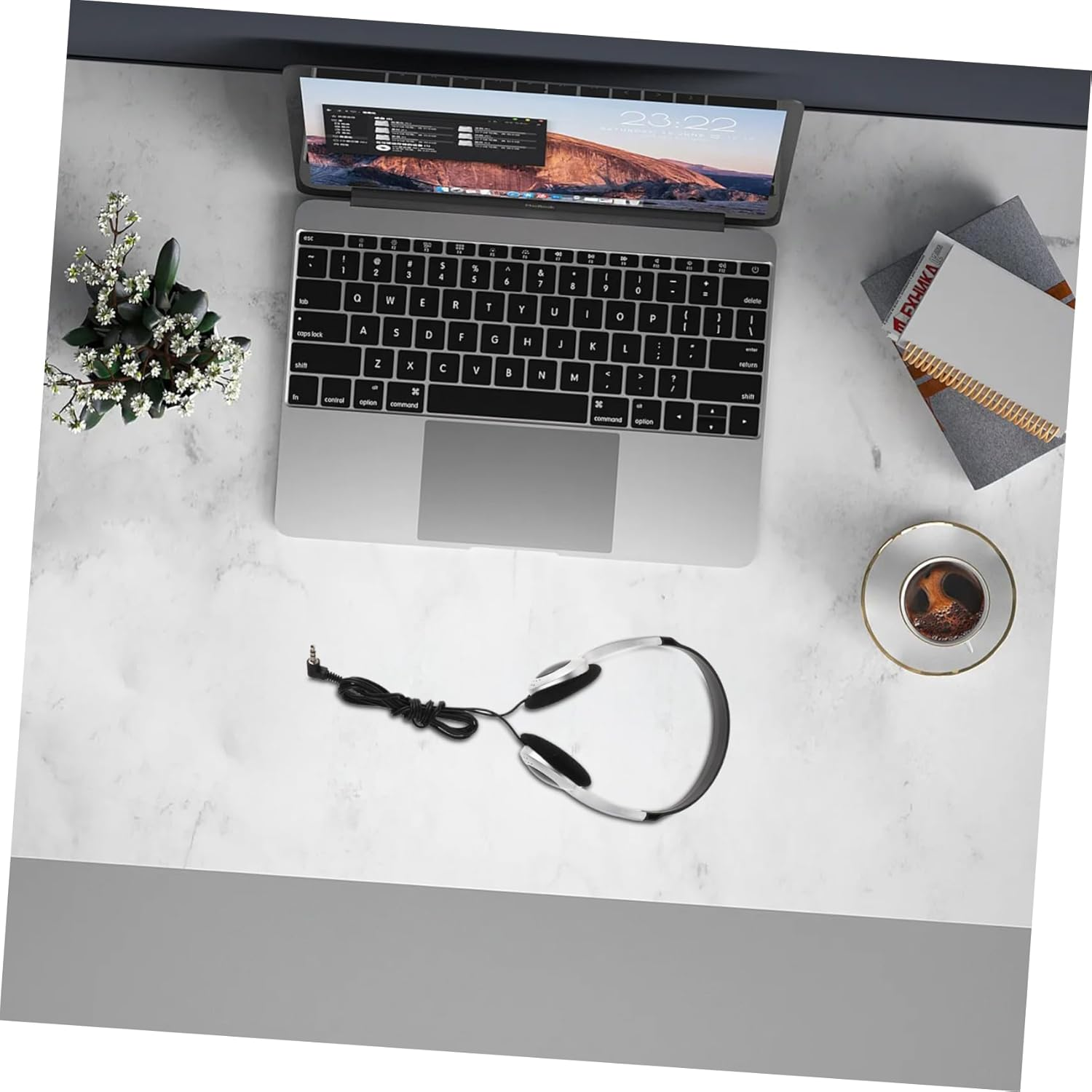 FONDOTIN Retro On-Ear Headphones Silver Finish and 3.5Mm to Type-C Adapter, Lightweight Wired Music Headset Compatible Computers, Cell Phones and Tablets, Comfortable Student and Travel Headphones