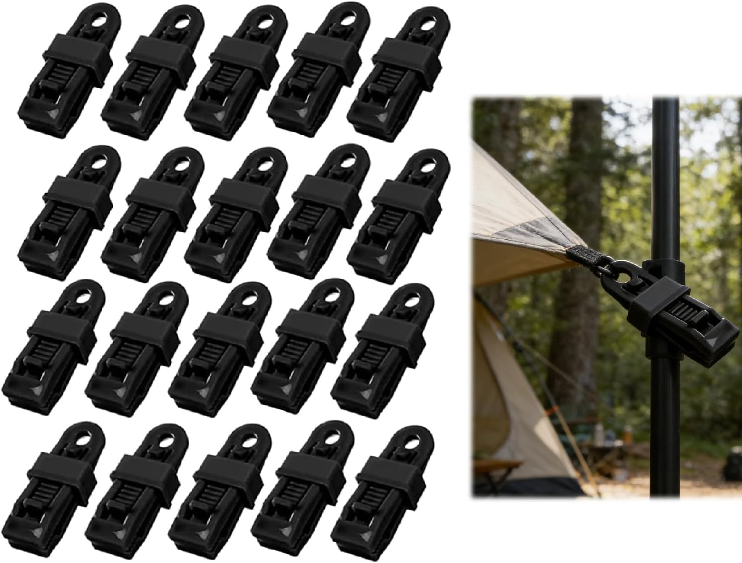 Adjustable Heavy Duty Lock Grip, 20Pcs Tarp Clips Awning Clamp Clips Jaw Snaps Lock Grip Clamps image number 2