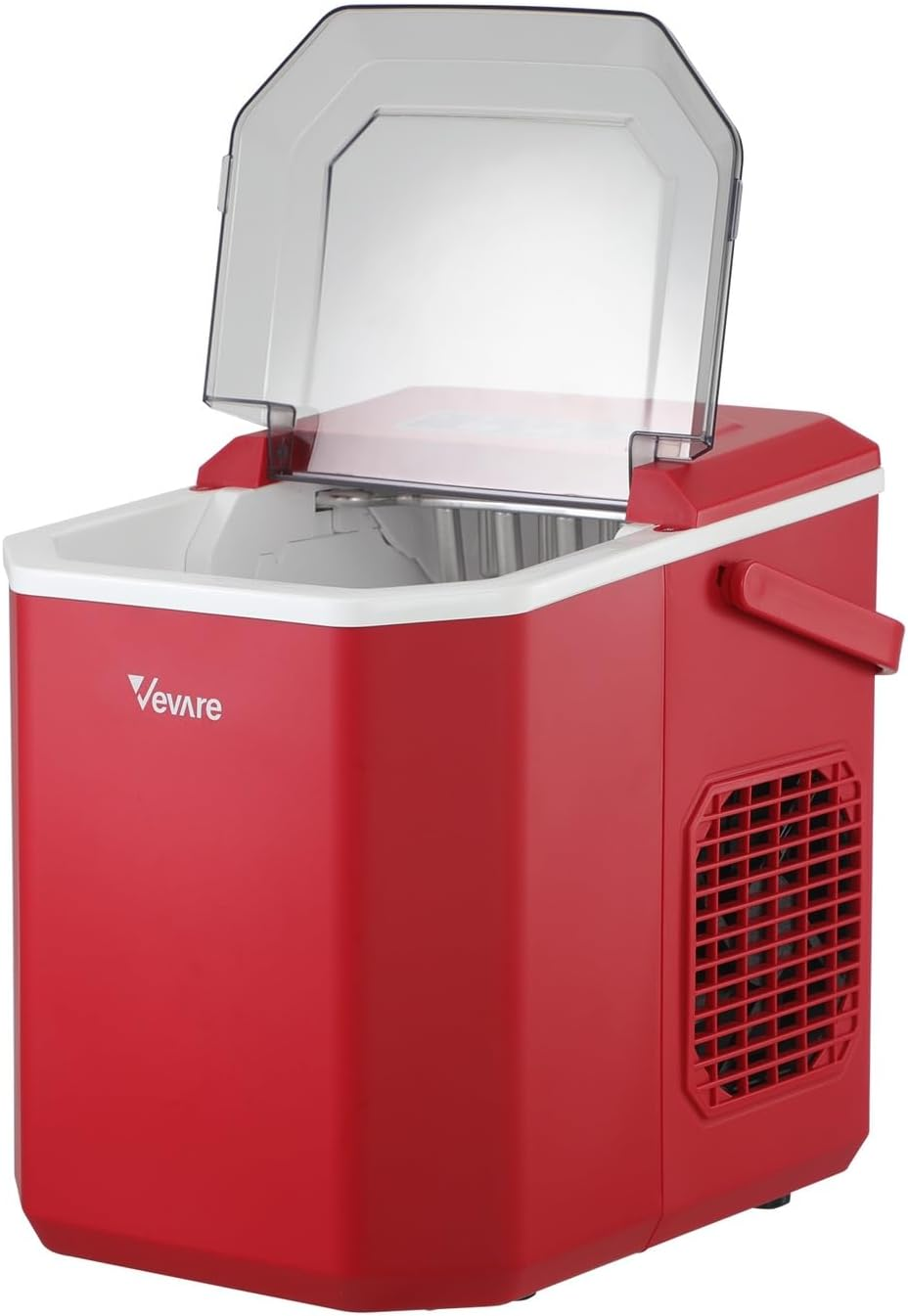 Vevare 12KG/24H Ice Maker Portable Ice Maker Machine, Self-Cleaning Ice Maker with Scoop and Basket, Portable Ice Maker Machine with Handle for Home Kitchen Office Bar Party, Red