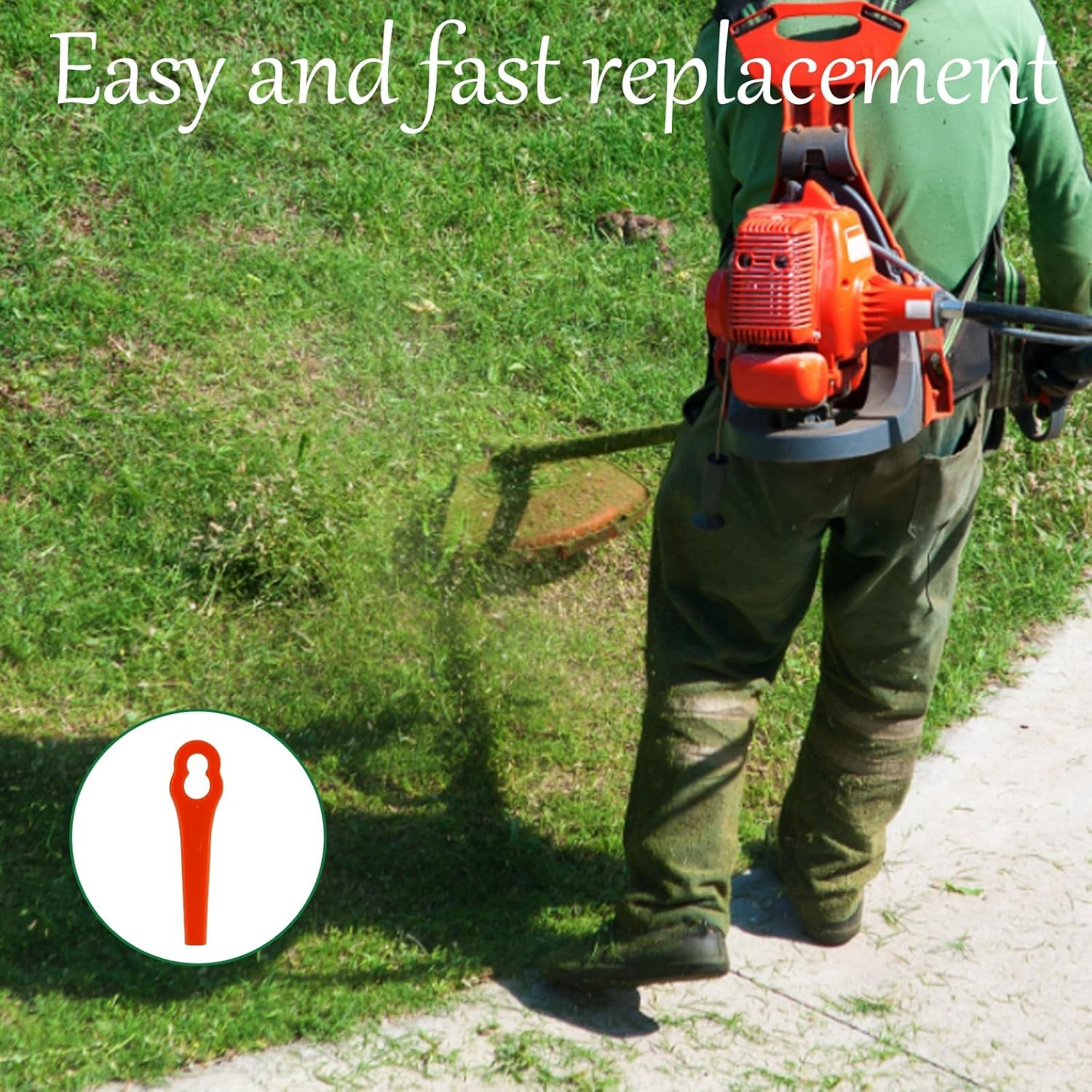 30 Pack Trimmer Blades for Ozito, Durable Plastic Replacement Blades for Garden Trimmers, 8.3Cm X 2Cm Large Hole Design, Suitable for Lawn Maintenance and Weed Control image number 6