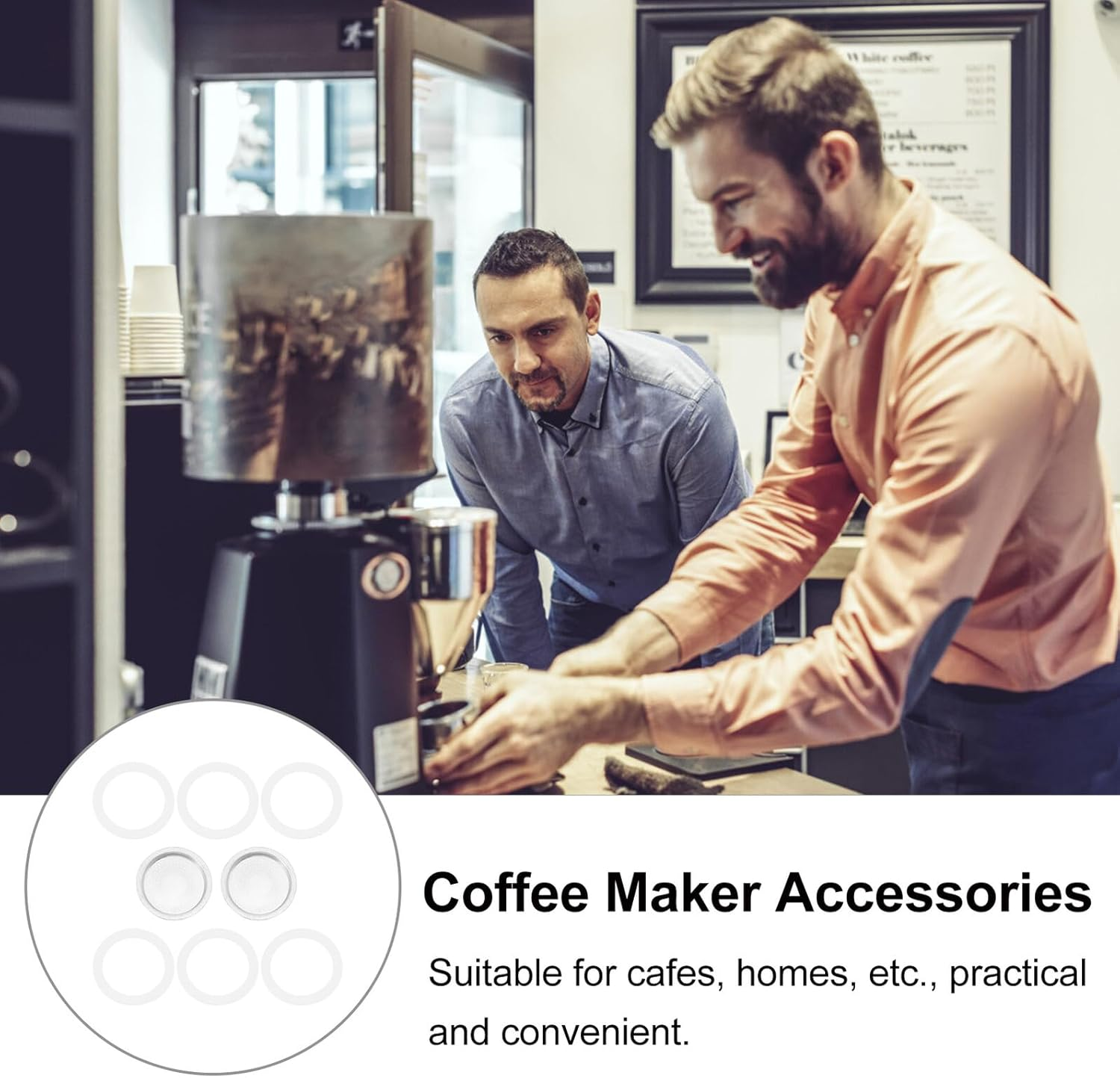 SHINEOFI 8Pcs Silicone Rings and Meshes Coffee Maker Accessories for Mocha Pot Flexible Heat Resistant Coffee Maker Parts for Espresso Machine image number 4