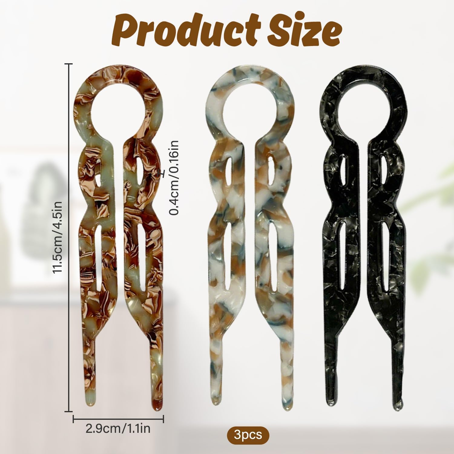 Lialys Hairpins Prestige Hair Pins, 3Pcs U-Shaped Lialysoff Hair Clips, Double Grip Prestige Lialys Hairpins for Women and Girls image number 3