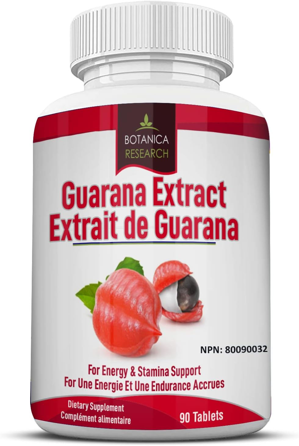 Guarana Extract: All Natural Herbal Energy Supplement for Women, Men: 200Mg Caffeine - 90 Tablet Capsule Pills Tannins, Guaranine Paullinia Cupana Plant Powder Seeds Diet Weight Loss without Anxiety