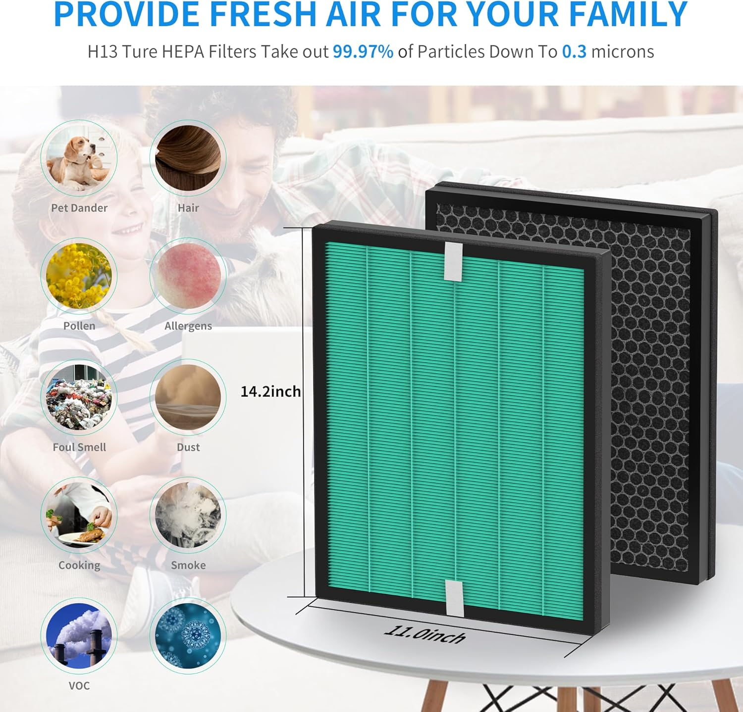 2 Pack Enhanced Filter Replacement 150 for Coway Airmega 150 Air Purifier, H13 Grade True HEPA and Activated Carbon Filter Set, AP-1019C-FP - Airmega 150 Upgraded Filter image number 5