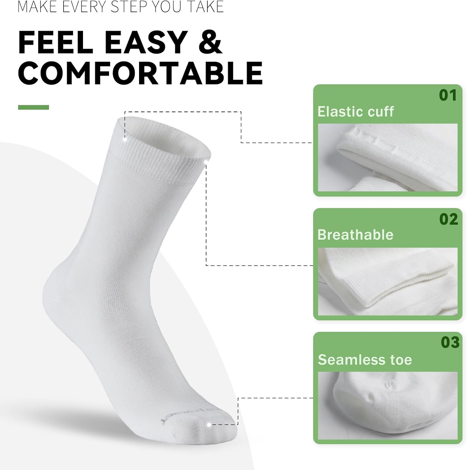 Merino Protect Thin Merino Wool Crew Sock for Men Women Lightweight Hiking Socks Soft Mid Calf Dress Socks 4 Pack image number 4