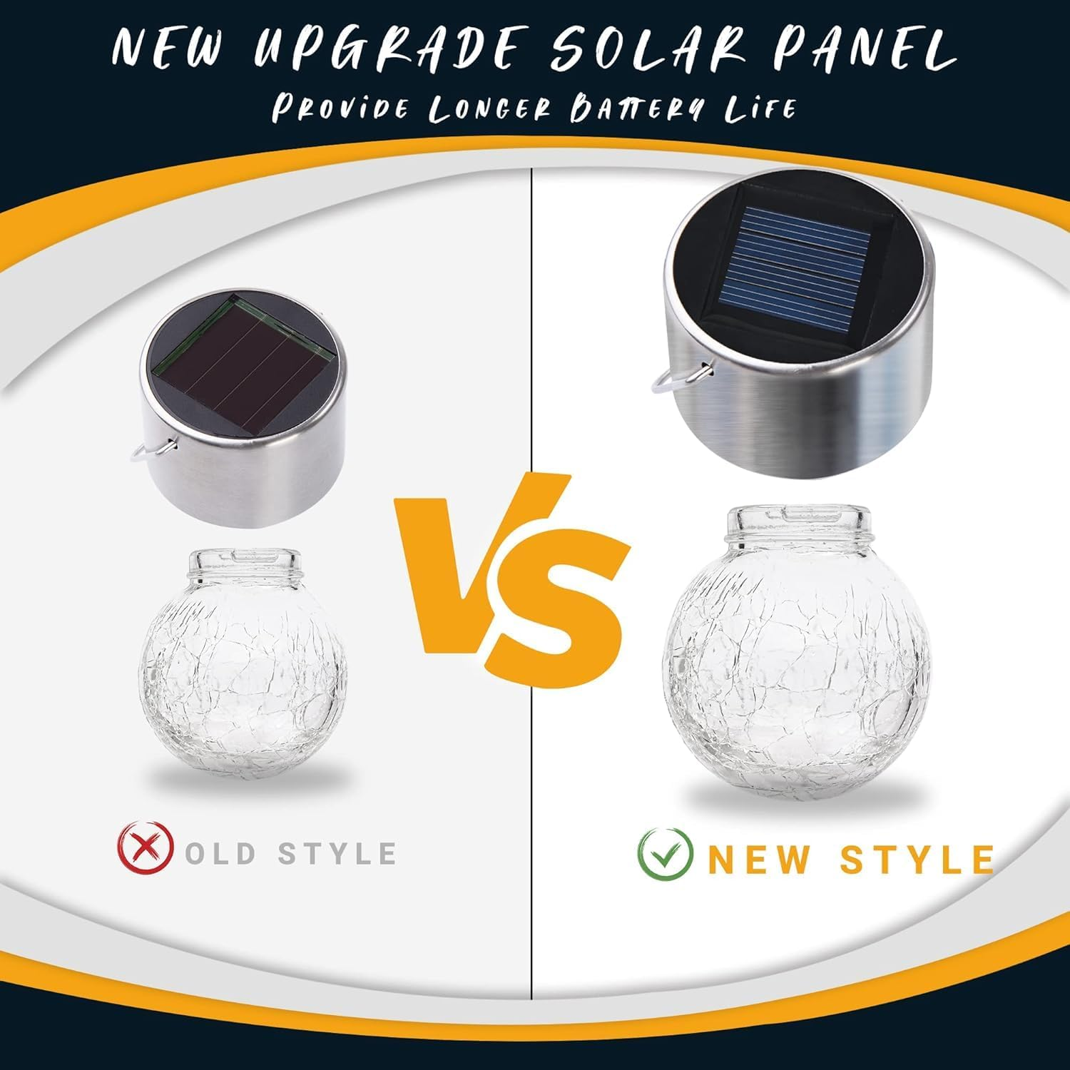 Solar Outdoor Lights Decorative 4 Pack, Hanging Solar Garden Lights Waterproof, Solar Powered Globe Cracked Glass Ball Lantern for Yard Patio Fence Tree Umbrella Holiday Decoration,(Cold White)