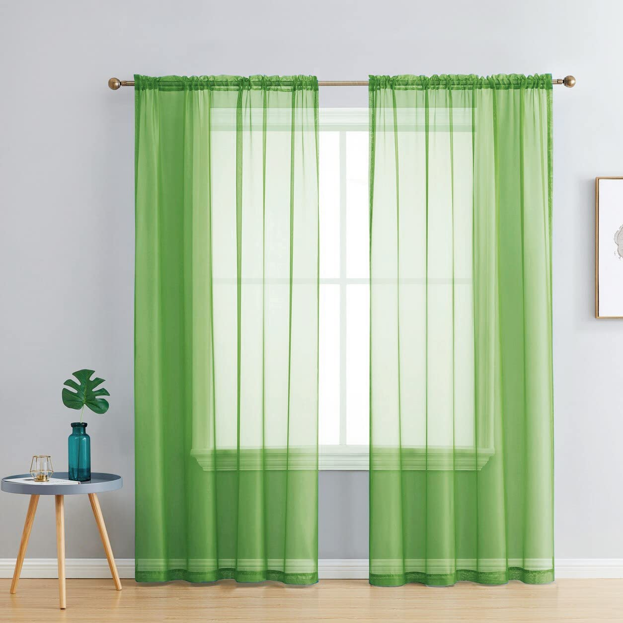 Set of 2 Luxton White Sheer Curtains, Rod Pocket Voile Curtain Panels 140X213Cm (White Colour)