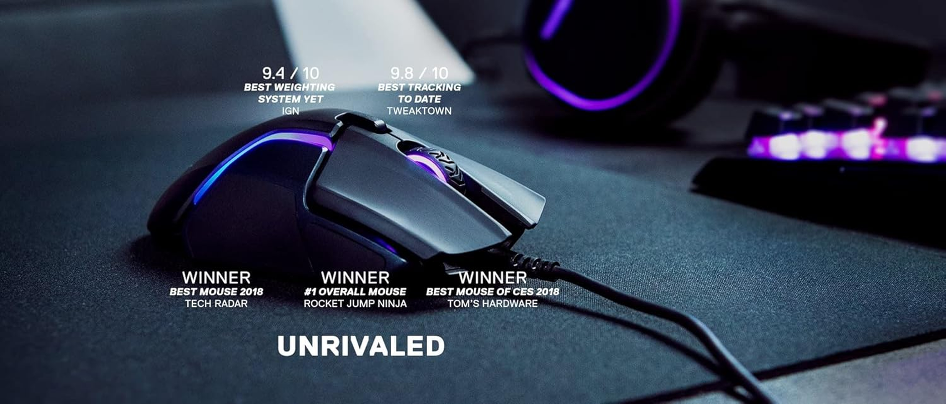 Steelseries Rival 600 Wired 7-Button 96-128G Gaming Mouse - Prism 3-Zone RGB Illumination - 12,000 CPI - Truemove3+ Dual Optical Sensor - 0.5 Lift-Off Distance image number 2