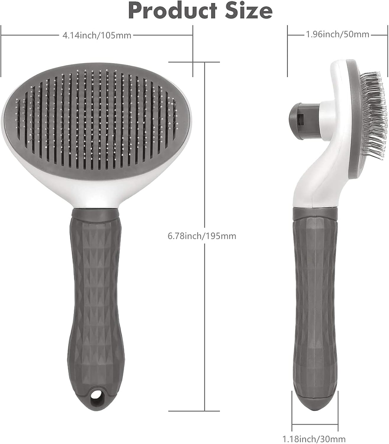 Dog/Cat Brush Grooming Comb,Self Cleaning Slicker Brushes with Smooth Handle,Pet Grooming Tool with Cleaning Button for Cat Dog Shedding Tools Massage Clean Tangled Brush(Grey) - Blue image number 6