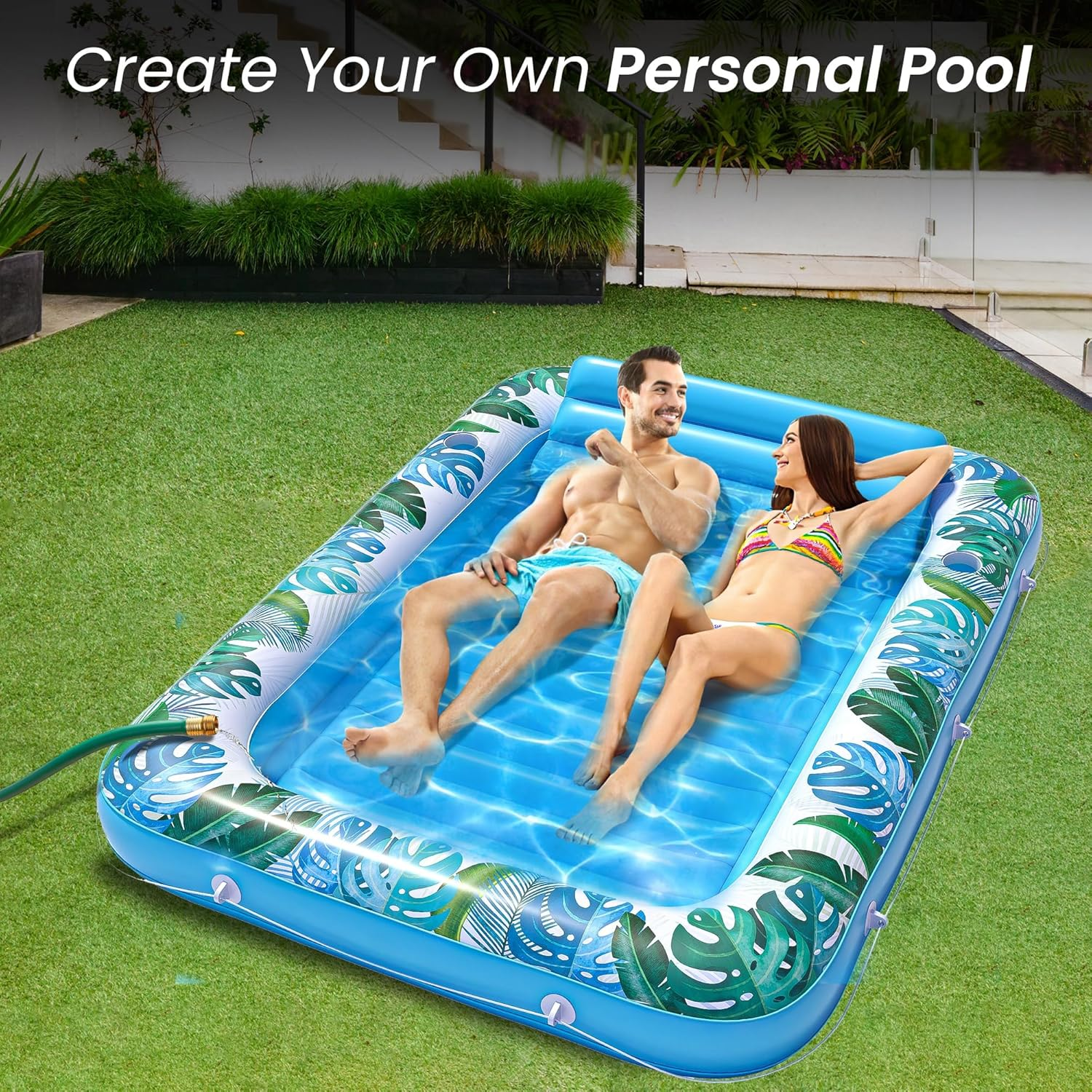 Jambo Inflatable Tanning Pool Lounger Float, Sun Tanning Pool Float, Water Lounge Raft, Pool Lounger for Adults, Tanning Raft, Big Pool Tub, Water Filled Tanning Bed, Kiddie Pool, Tanning Float image number 6