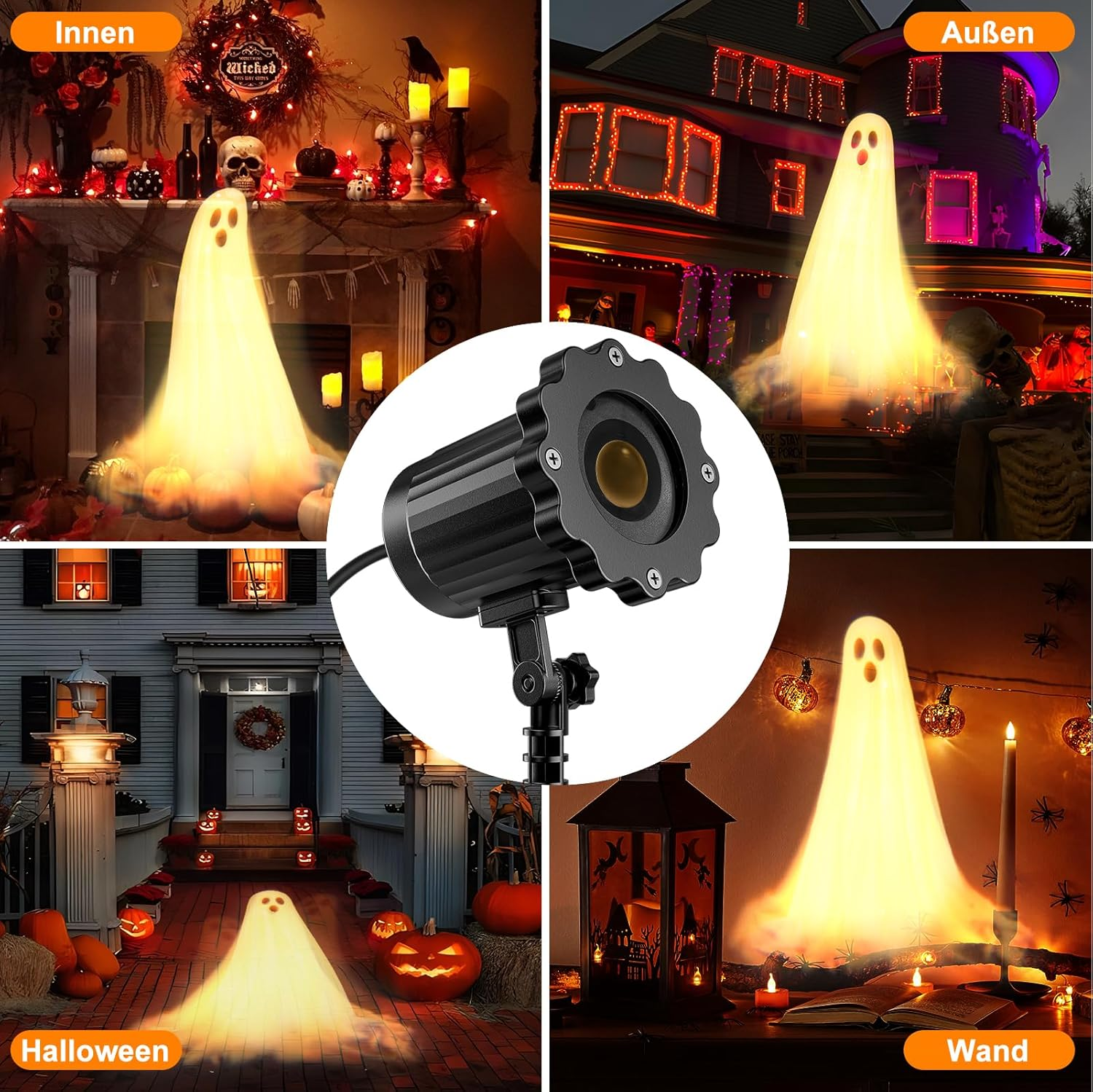 Halloween Decoration Outdoor Indoor 3D Dynamic Halloween Projector Waterproof LED Projection Lamp with Ghosts for Wall Cemetery Window Garden Yard Party Decoration Projector Light Outdoor image number 5