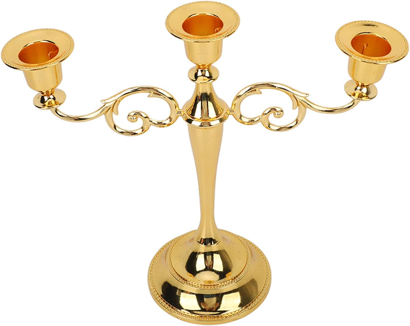 3 Arms Candelabra, Retro European Style Metal Candle Holder, Metal Vintage Candelabra Candlestick Wedding Table Decorations for Dining Table Birthday Party Christmas Home Decor (Gold) image number 6