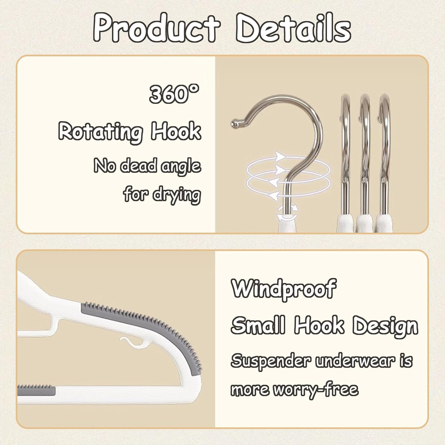 Taoluwin 10Pcs Clothes Hangers, Non-Slip Suit Hanger & Coat Hangers for Adults, 360&deg; Swivel Hooks, Space-Saving Ultra-Thin Design, Durable TPE Rubber (Grey) image number 2