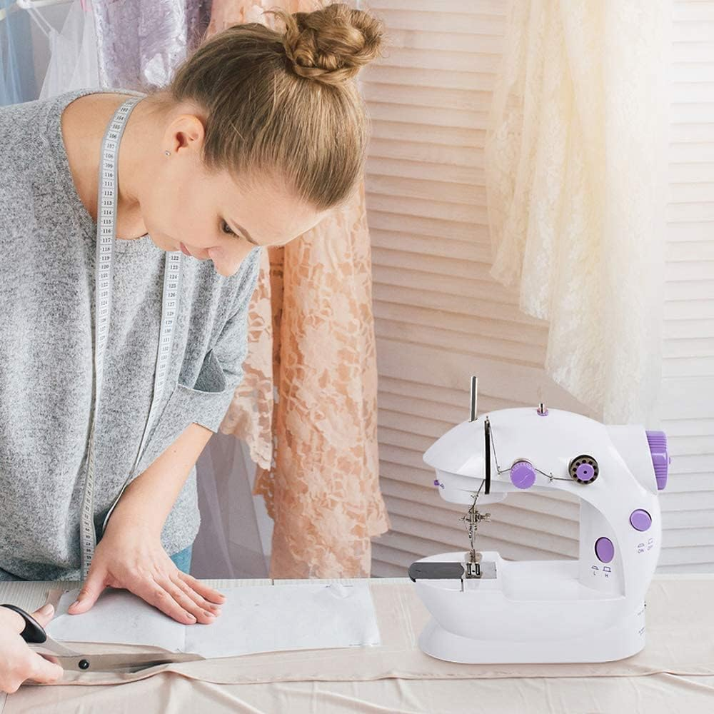 Mini Sewing Machine for Beginner, Dual Speed Portable Electric Sewing Machine with Extension Table, Light, Sewing Kit for Household, Travel Automatic Sewing Machine image number 2