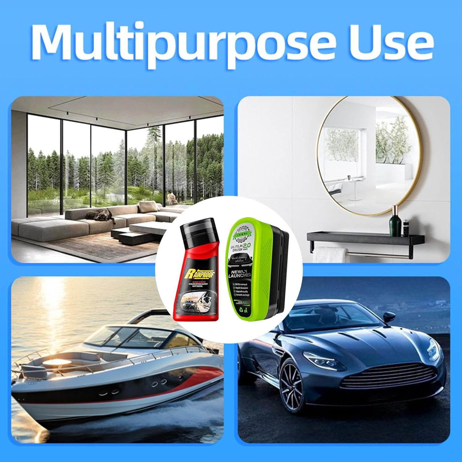 Weldphur Car Glass Oil Film Remover - Automotive Exterior Cleaner | Hydrophobic Windshield Cleaning Brush for Truck SUV Sedan Window Morning Rainy Driving Foggy Weather Winter image number 5