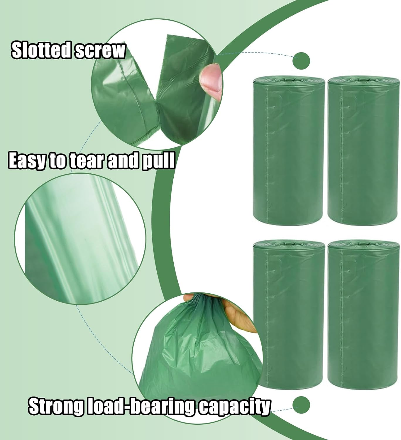 RTRTGS Pack of 150 Dog Waste Bags, Dog Bags, Waste Bags for Dogs - 30 X 21.5 Cm, Polyethylene Material, Portable - Green (10 Rolls, 15 per Roll)