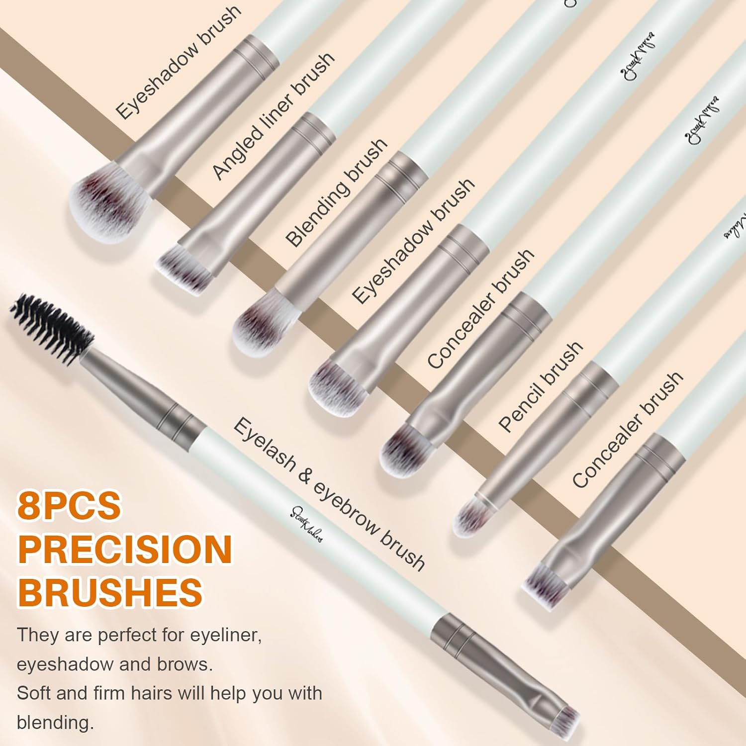 Start Makers Makeup Brushes 15Pcs Makeup Brush Set with Premium Foundation Brush Powder Concealer Eyeshadow Blush Make up Brushes Kit Includes 2 Blender Sponges and Mirror Gray, Blue image number 3