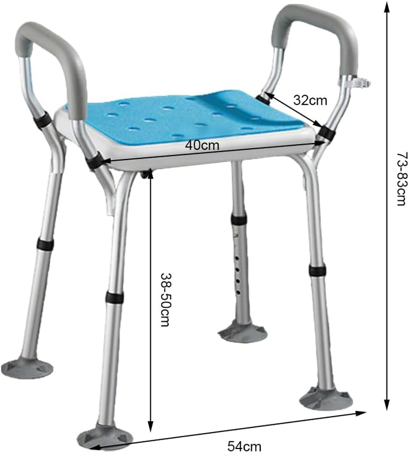 Portable Shower Chair, Bath Bench Tub Seat, Non-Slip Bathroom Stool, 6-Level Height-Adjustable, Max Load 125Kg for Adults Elderly Disabled Safety image number 4
