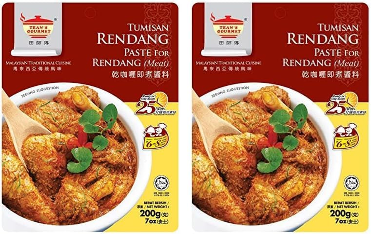 Tean'S Gourmet Rendang Dry Curry Paste for Meat 200 G, 200 G, Rendang