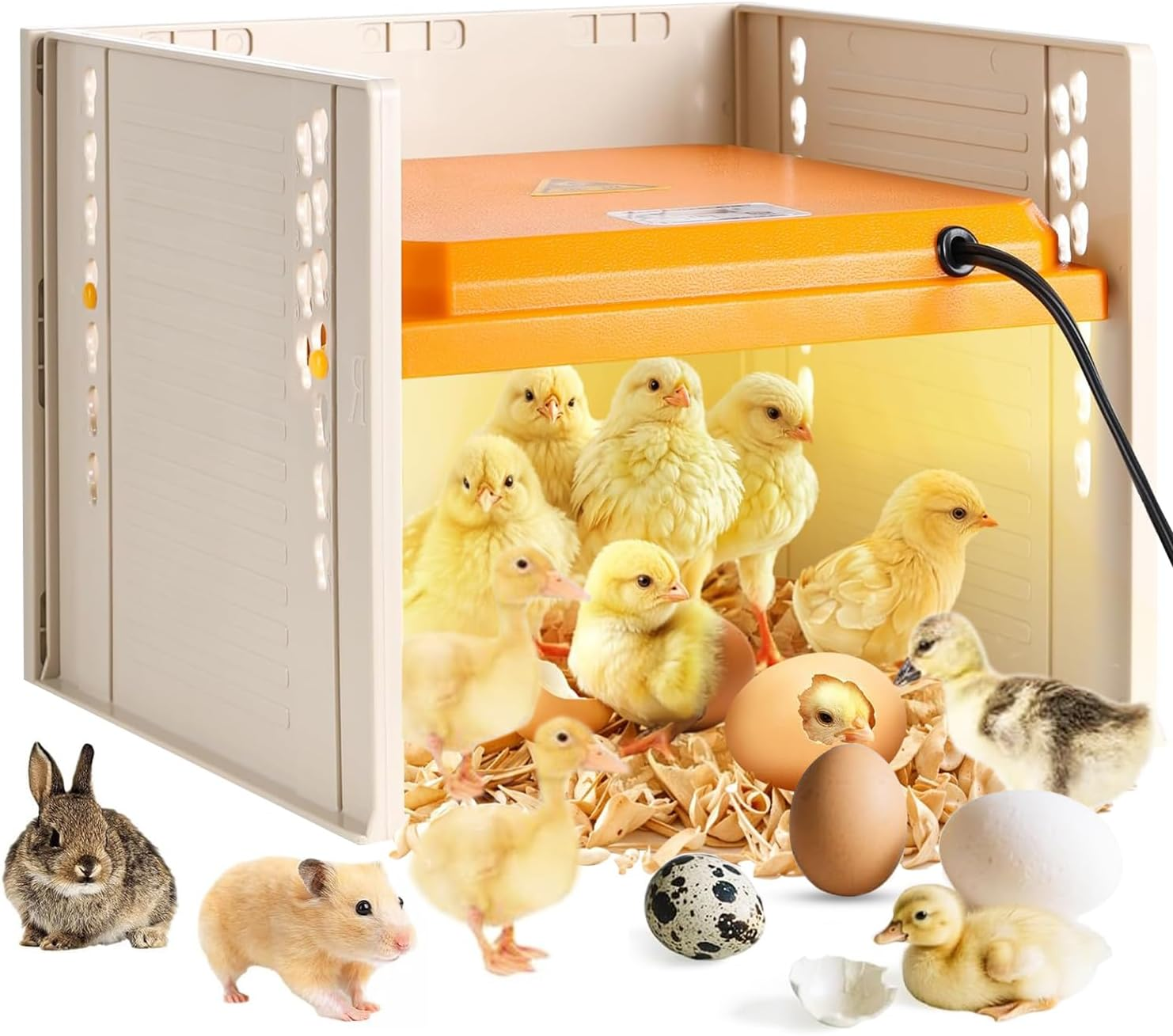 OWNKING Chicken Brooder, 25W Brooder Heater for Chicks, Temperature Contro, Three Sided Protection, Adjustable Height and Angle, Chicken Brooder Heating Plate Warm like Mother Hen, 27.5 X 26.5 CM image number 2