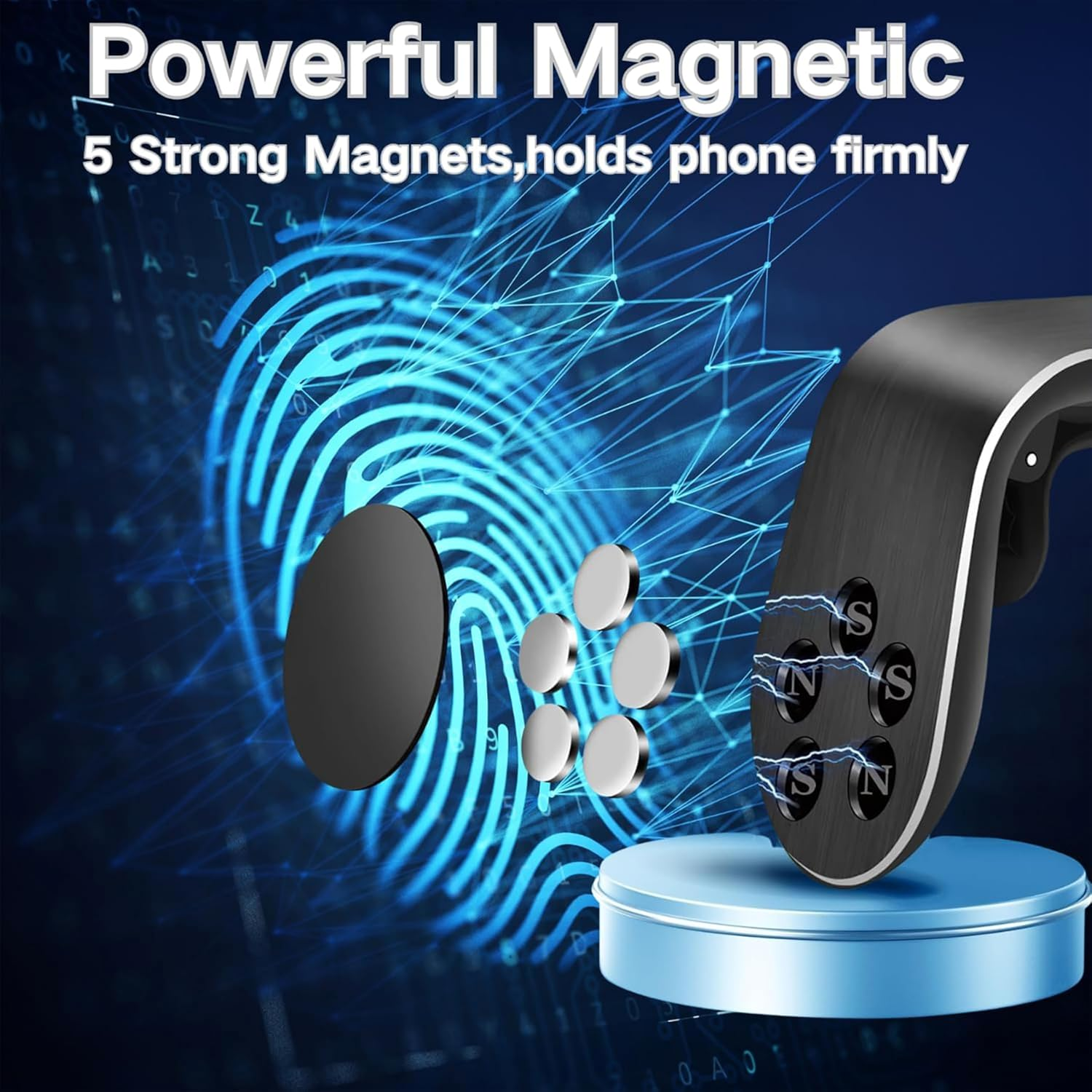Super Strong Magnet Car Vent Phone Holder - 360&deg; Swivel L-Shape Mount for Any Mobile(Black) - Silver image number 4