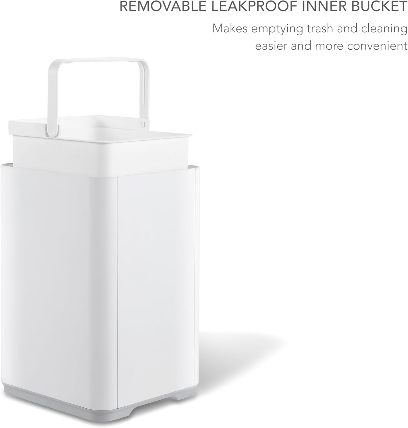 Ninestars DZT-10-35 2.6 Gal / 10L, White Plastic, Square Shape, Motion Sensor Trash Can image number 1