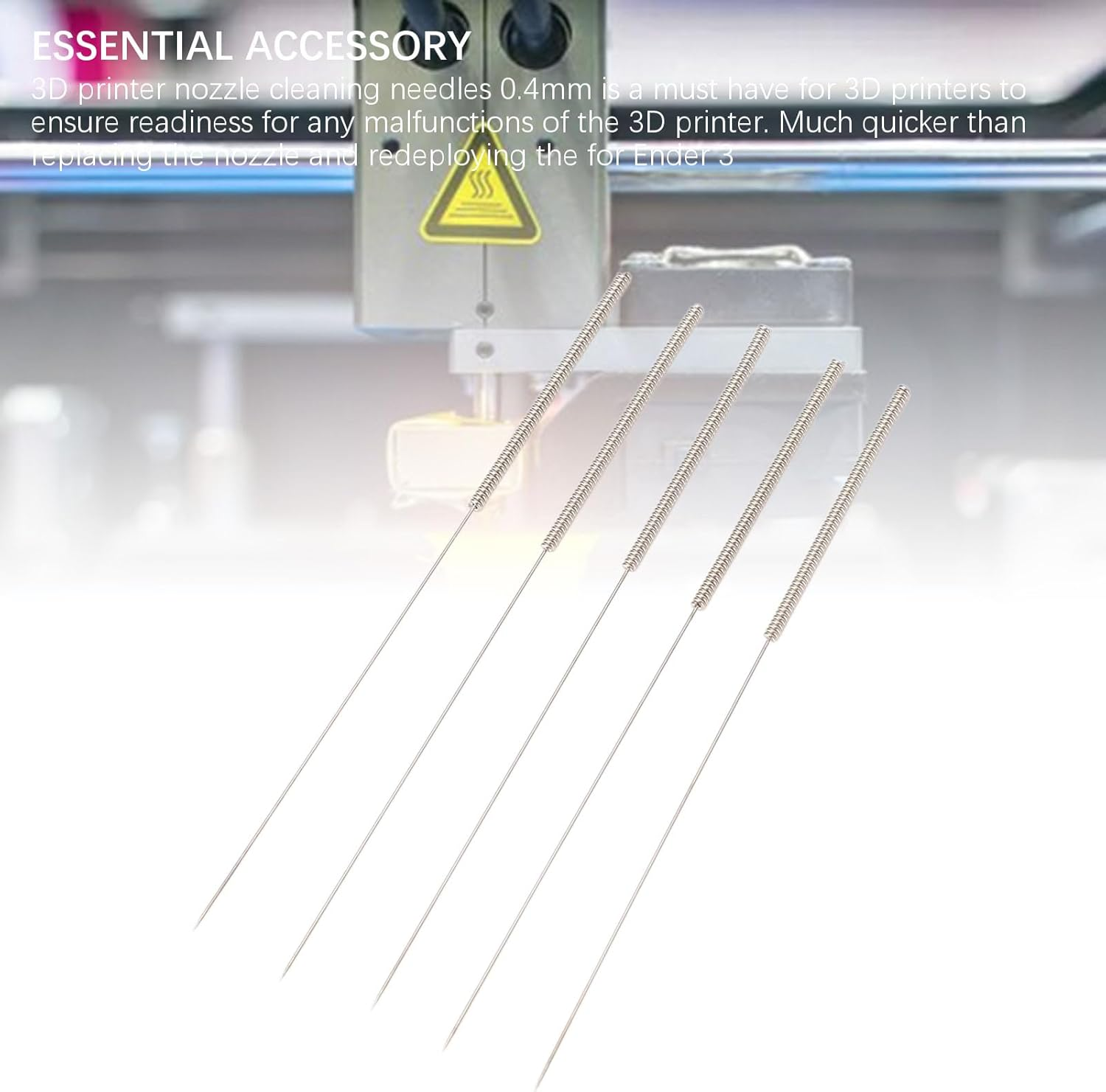 Viagasafamido 3D Printing Nozzle Cleaning Needles 0.4 Mm, 20Pcs 3D Printing Nozzle Cleaning Needles 0.4 Mm, Kit for Accessories image number 3