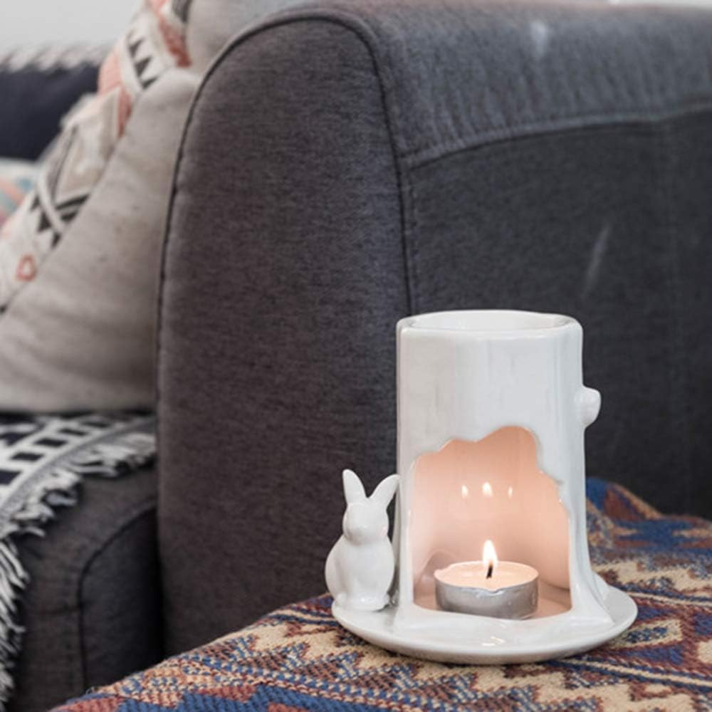 Scented Candle Fragrance Melter Tea Light Holder,Wrought Iron Home Aromatherapy Candle Stand Oil Burner Ceramic Candle Holders Aroma Living Room Porcelain Ceramic Wax Melt Burner image number 2